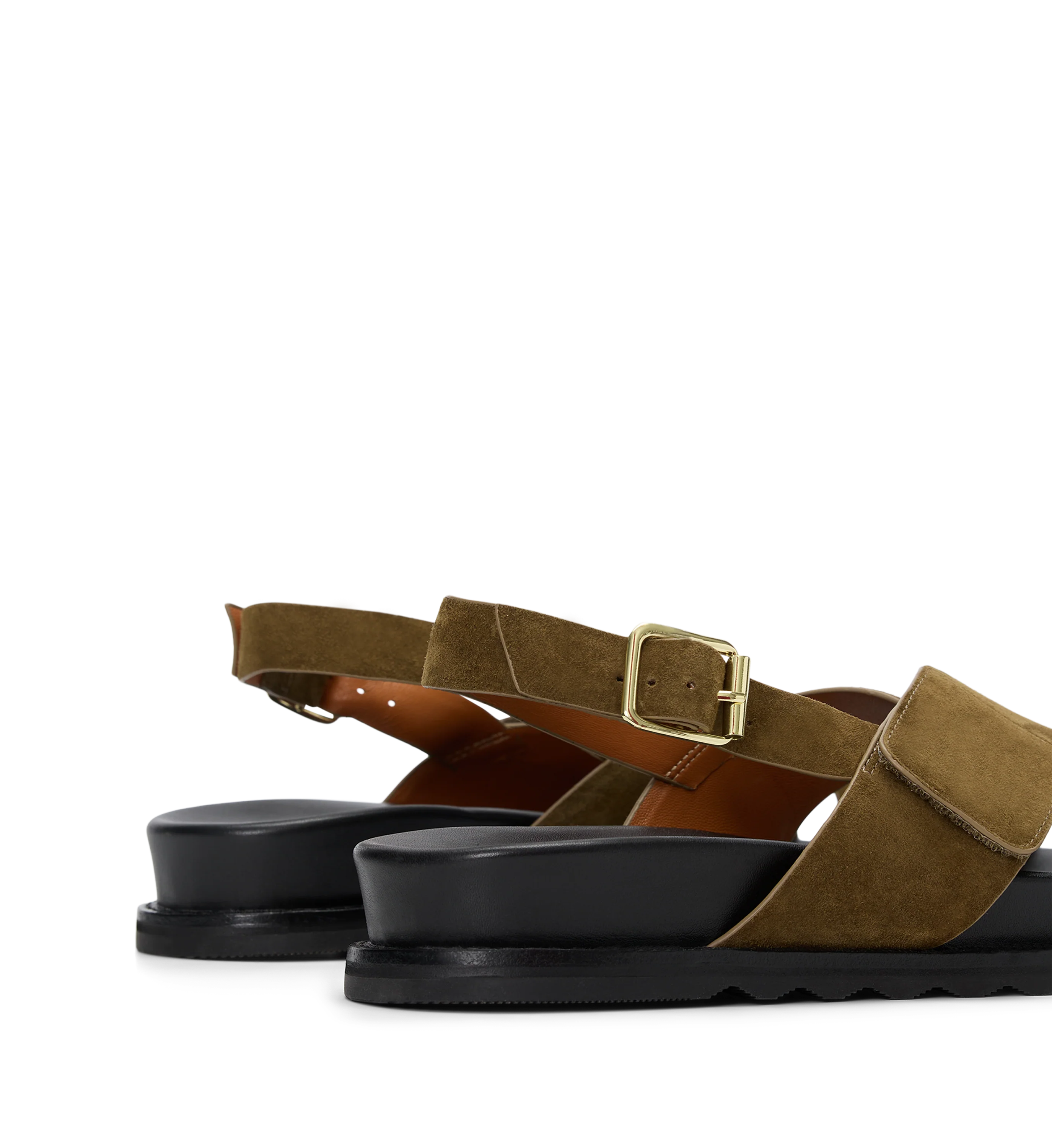 Lari Olive Green Suede Chunky Sandals