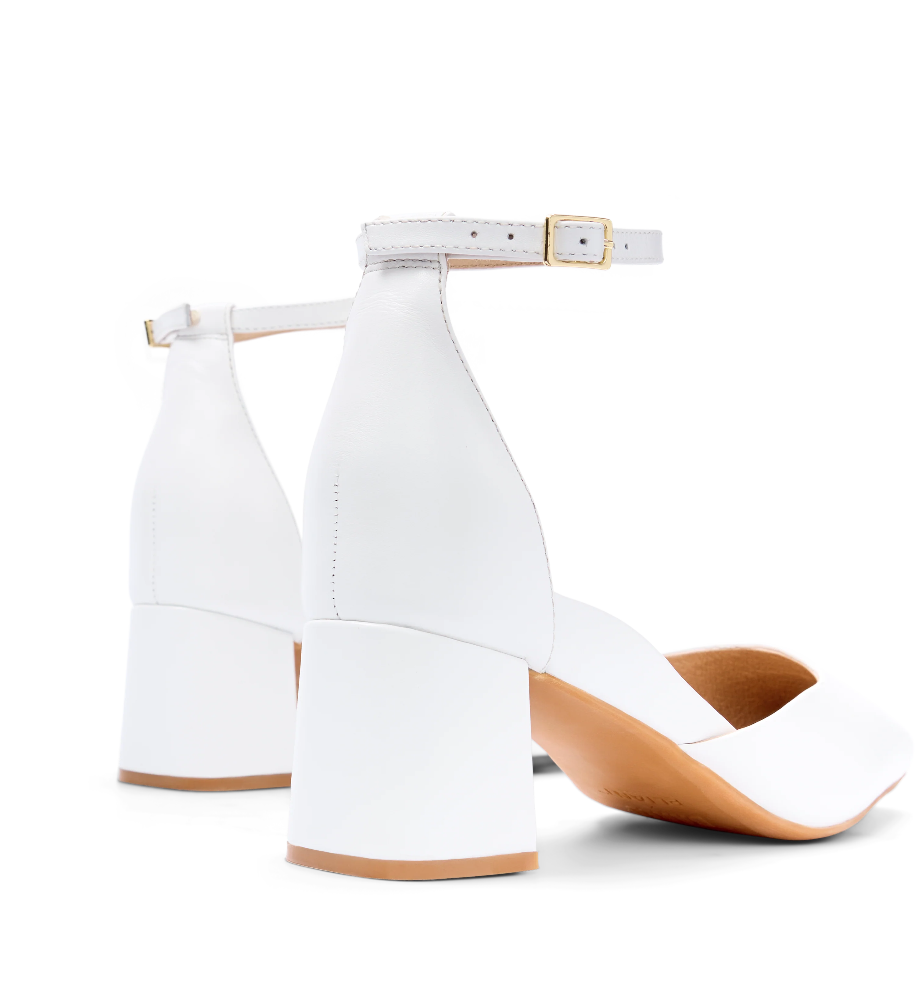 Gavilan White Leather Low Heels