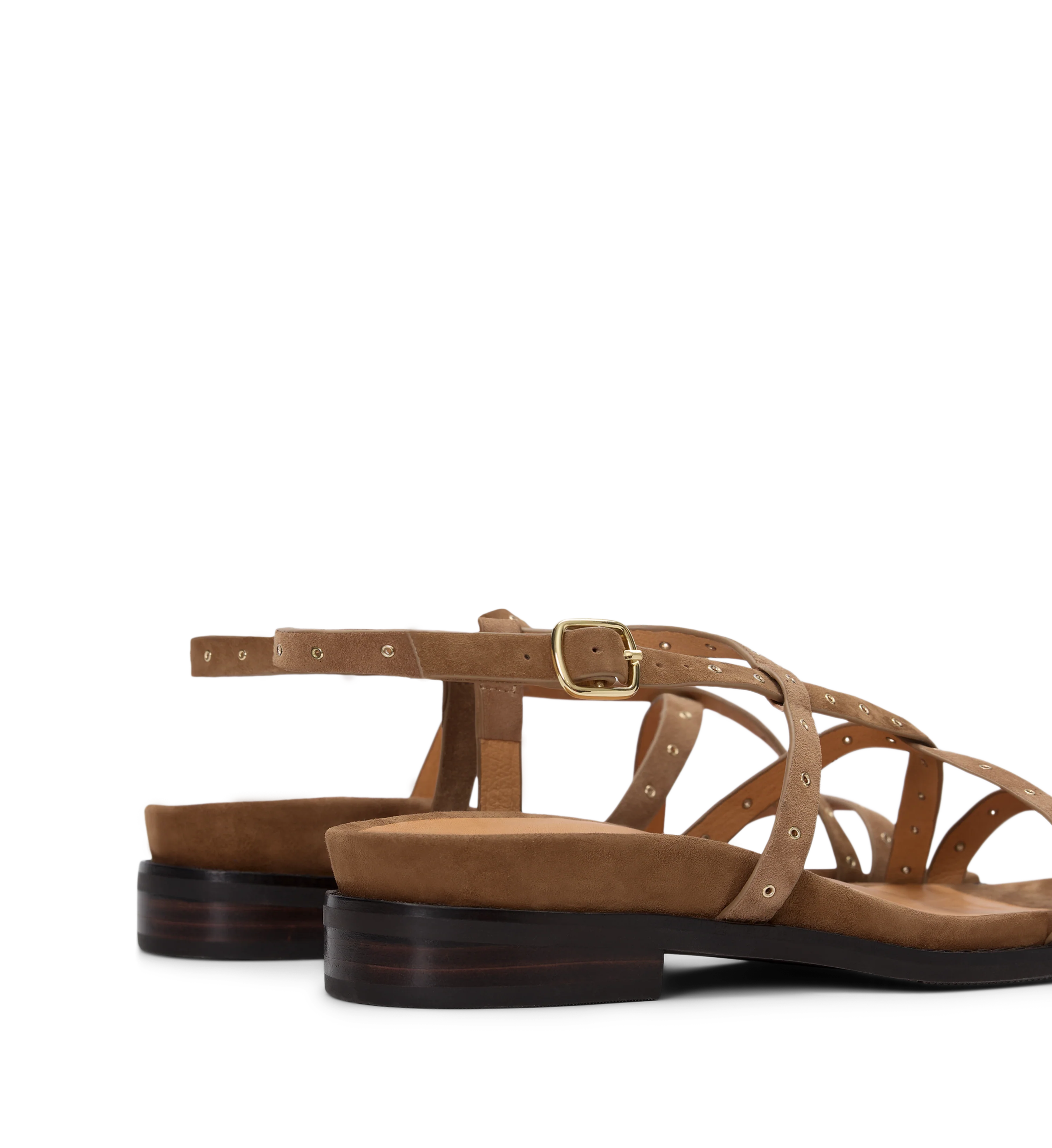 Wrentit Coffee Tan Suede & Hardware Sandals