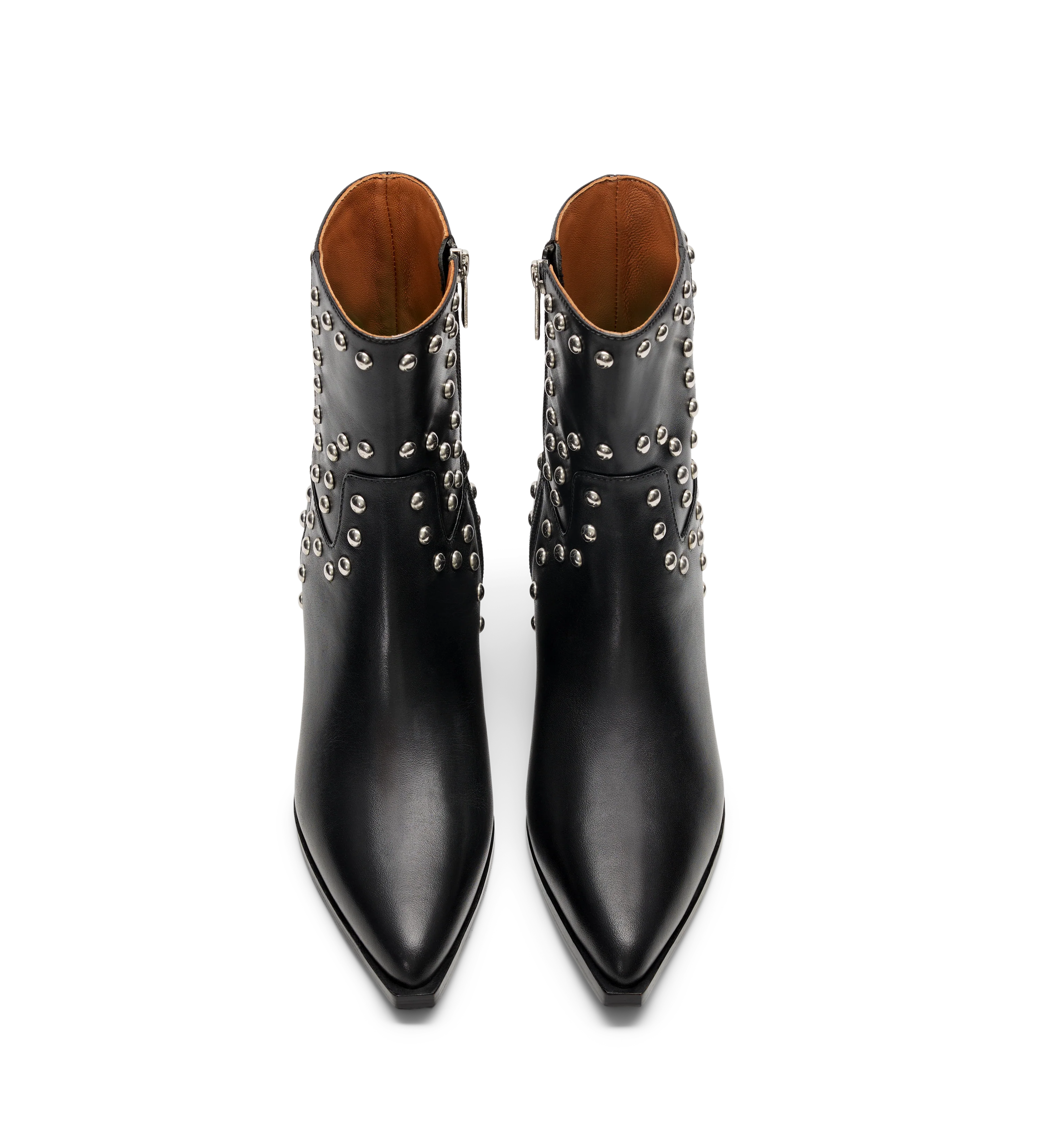 Tetraka Black Leather & Hardware Heeled Boots