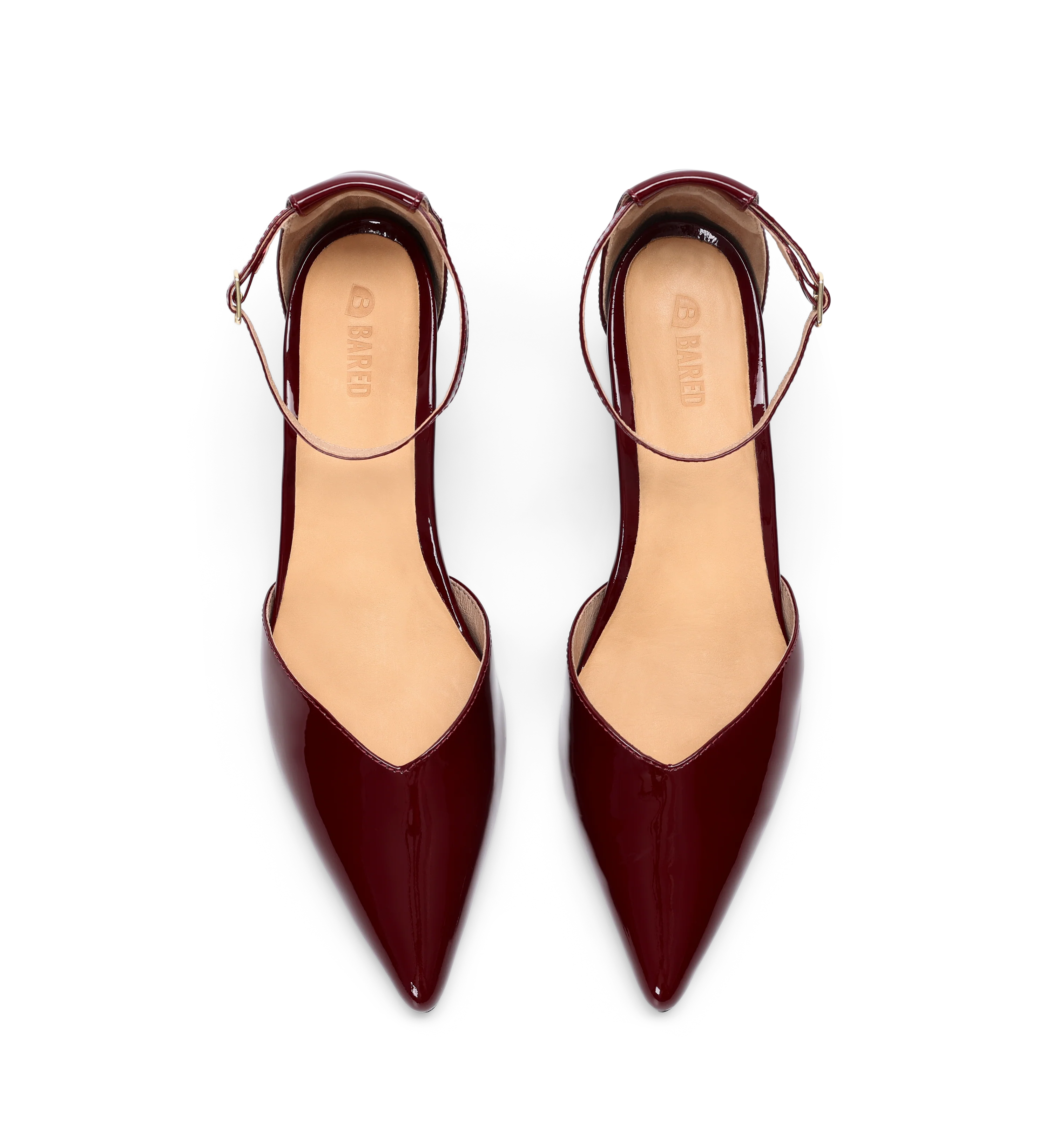 Buteo Dark Cherry Red Patent Leather Low Heels