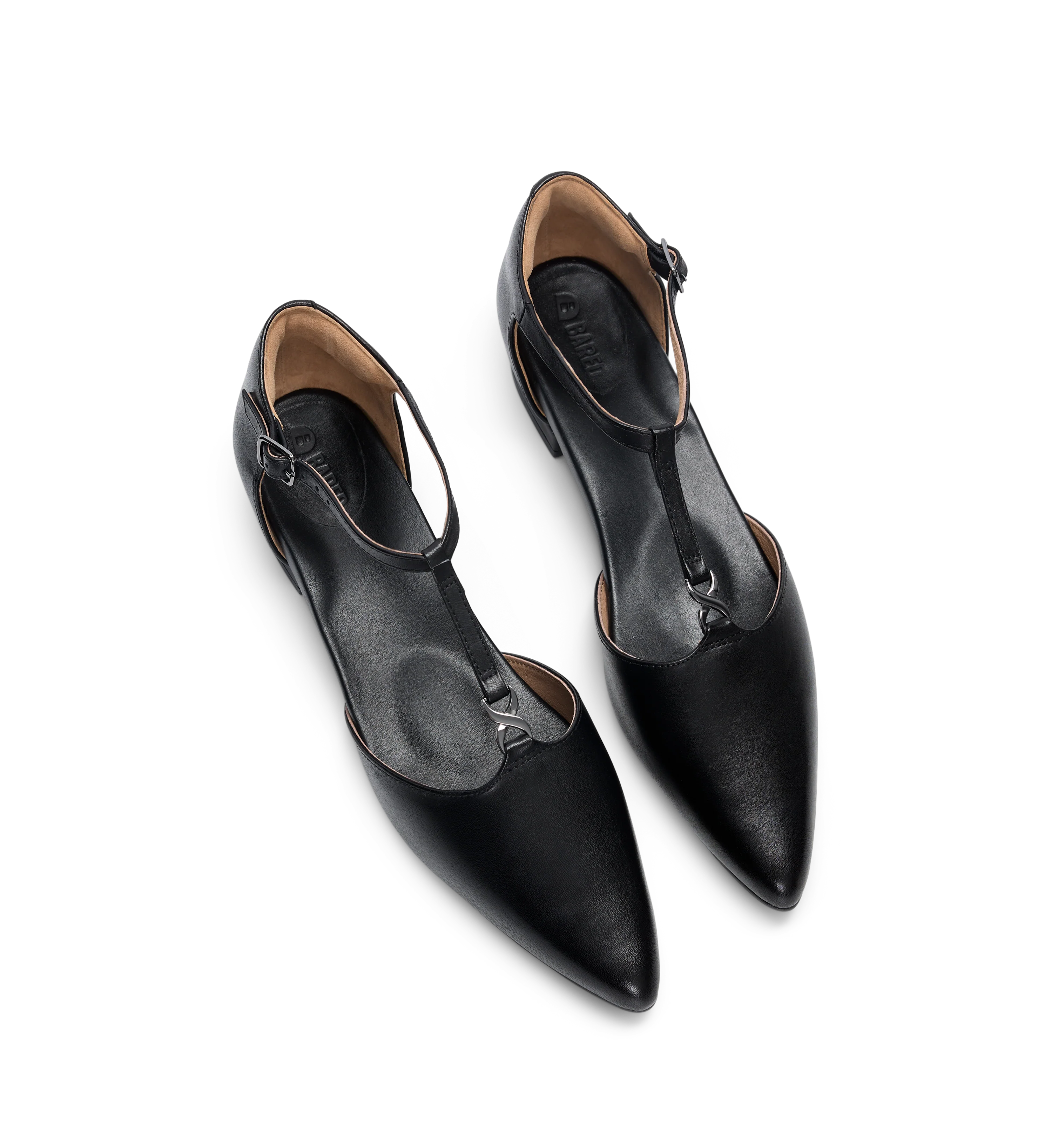 Avocet Black Leather & Hardware Flats