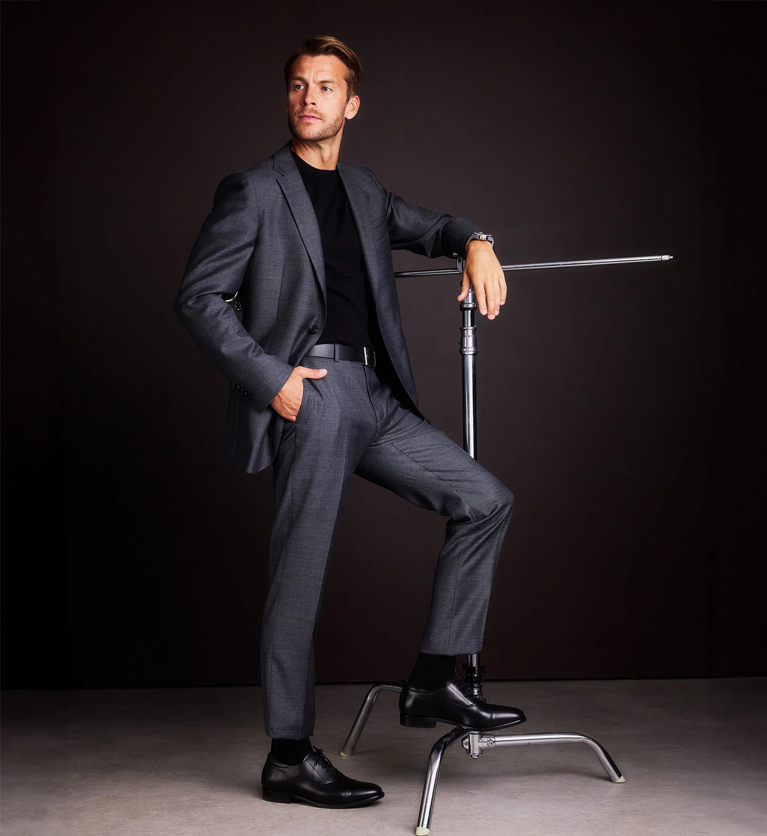 Francium Black Leather Lace Up Dress Shoes