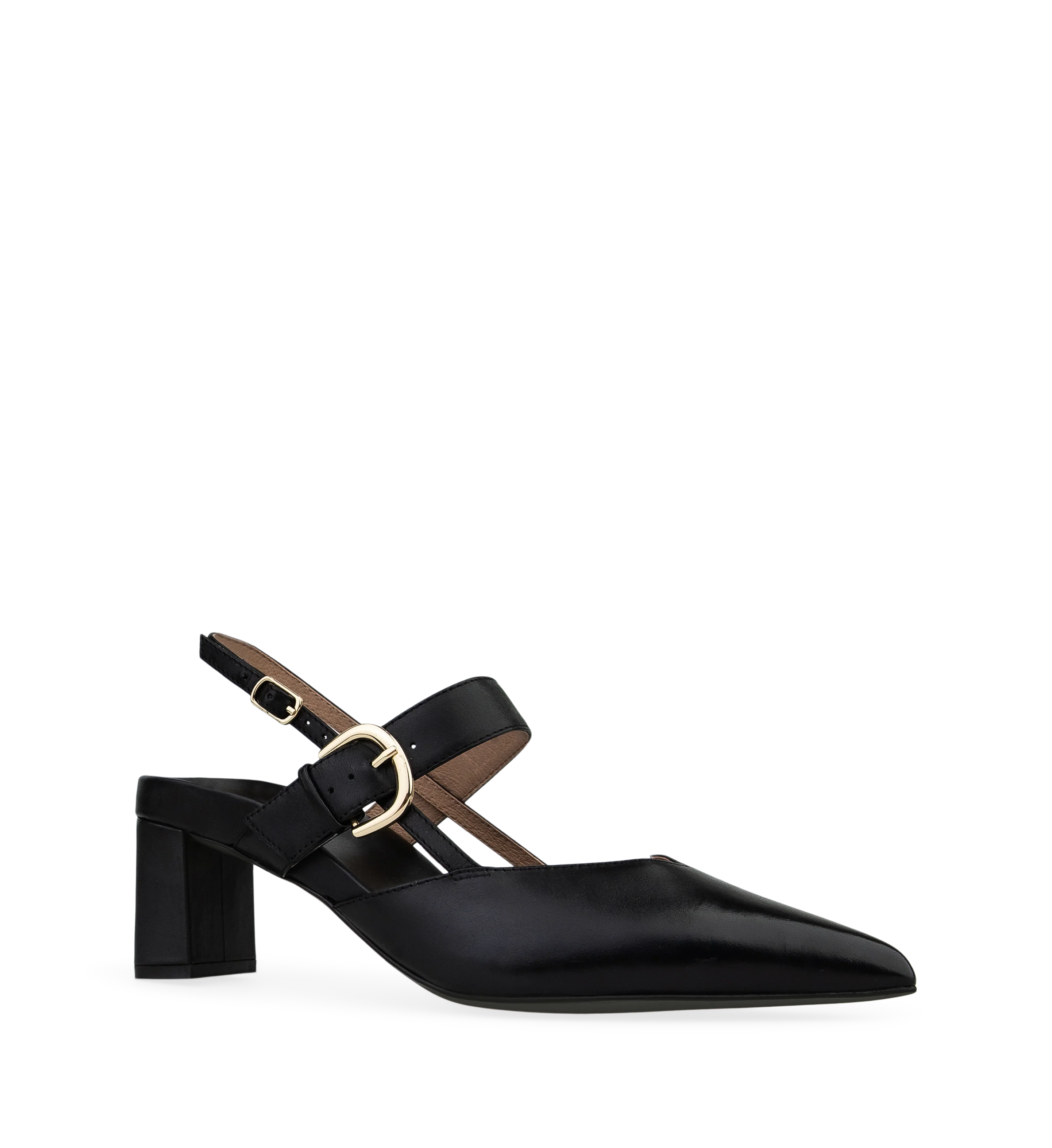 Lancebill Black Leather Low Heels