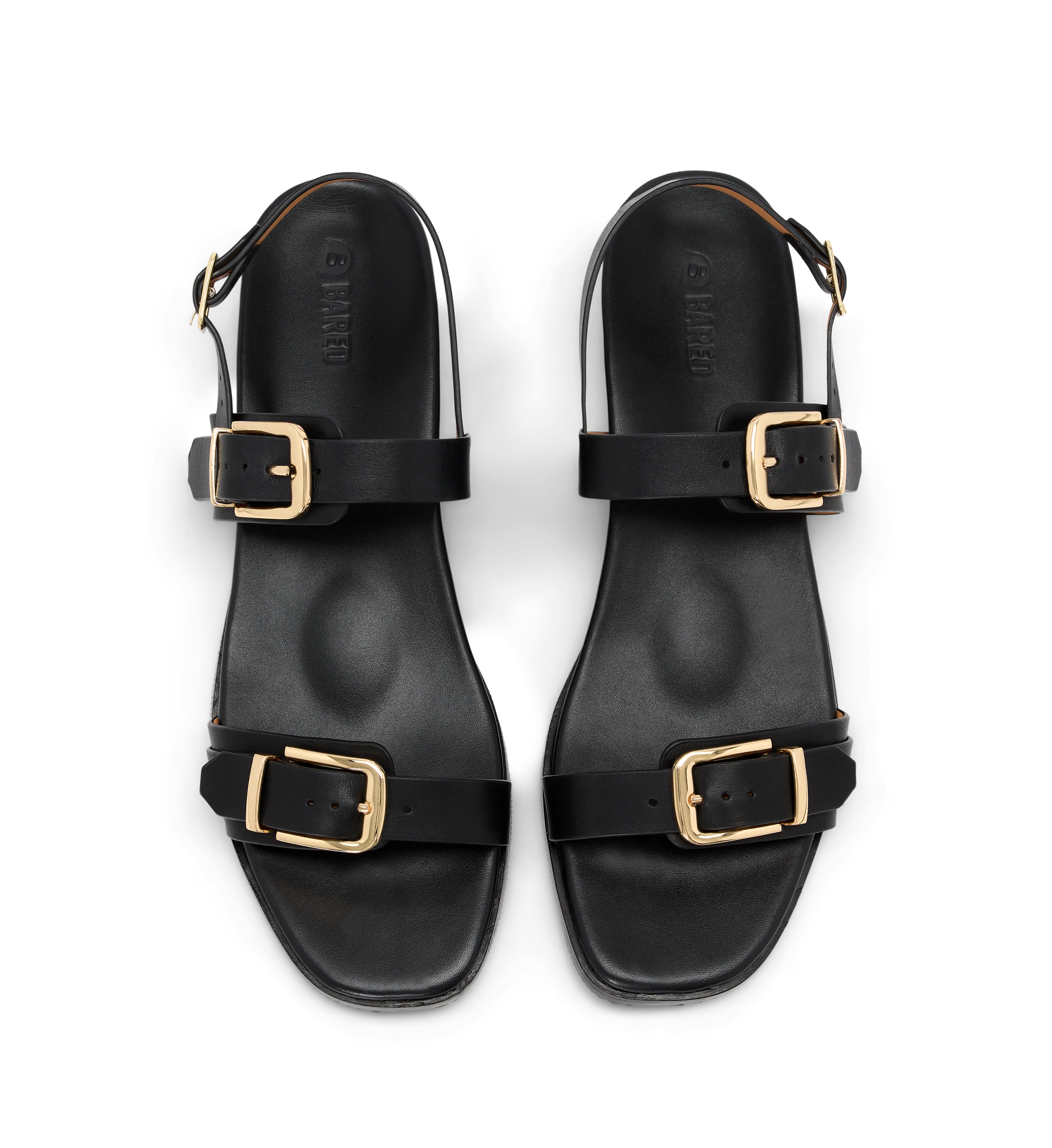 Brubru Black Leather Sandals