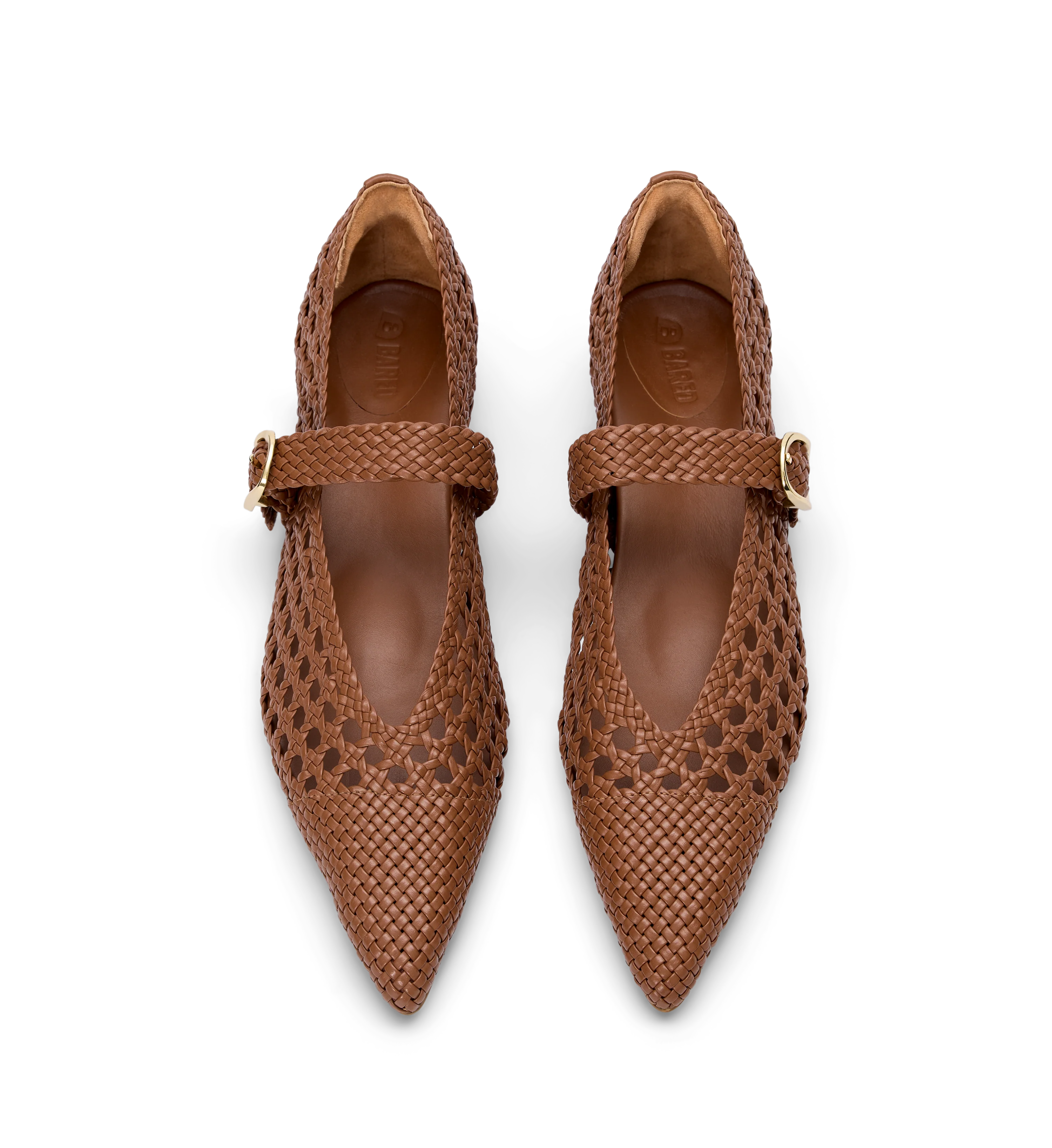 Forktail Walnut Tan Woven Leather Ballet Flats