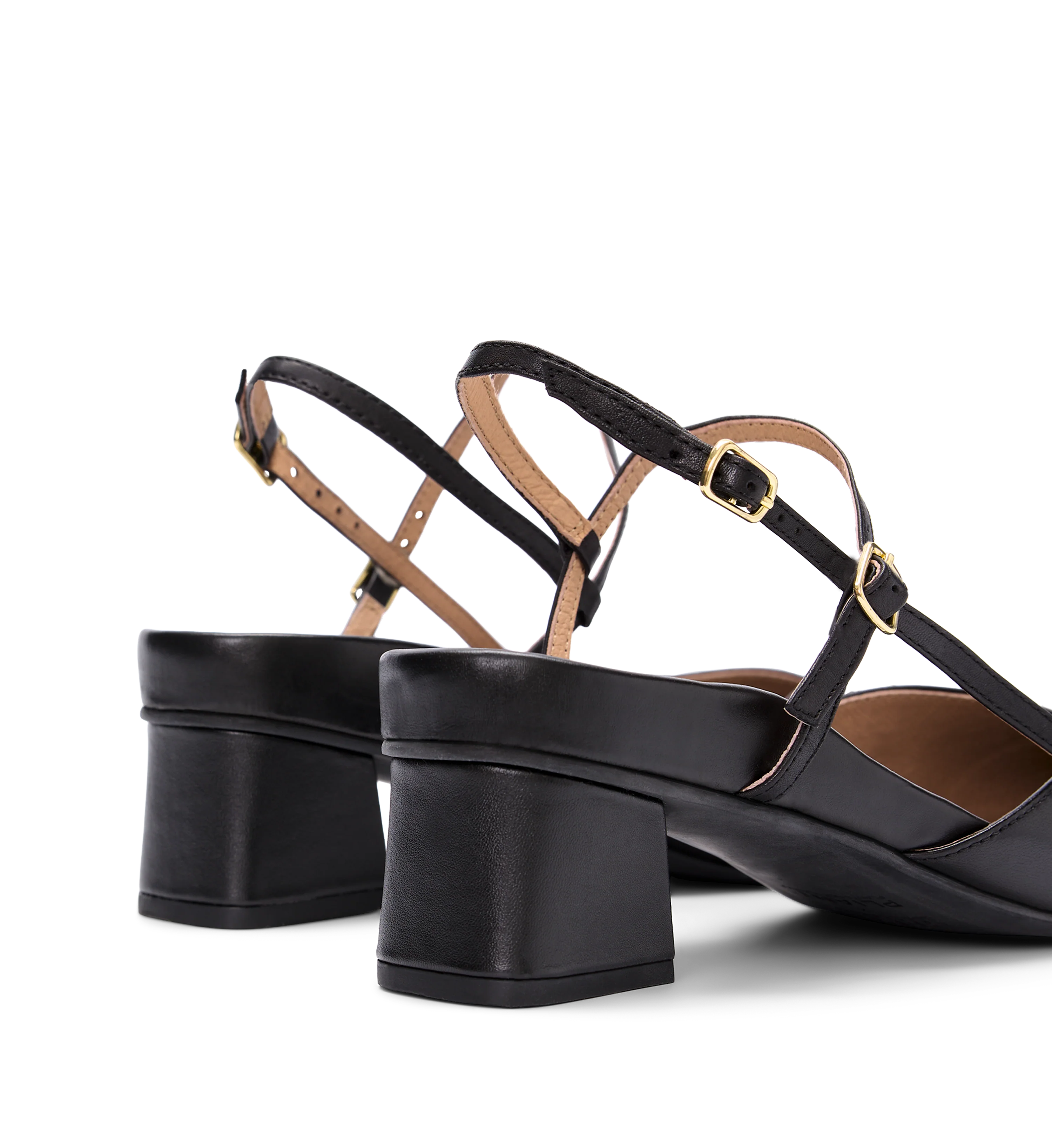 Nene 2 Black Leather Low Heels