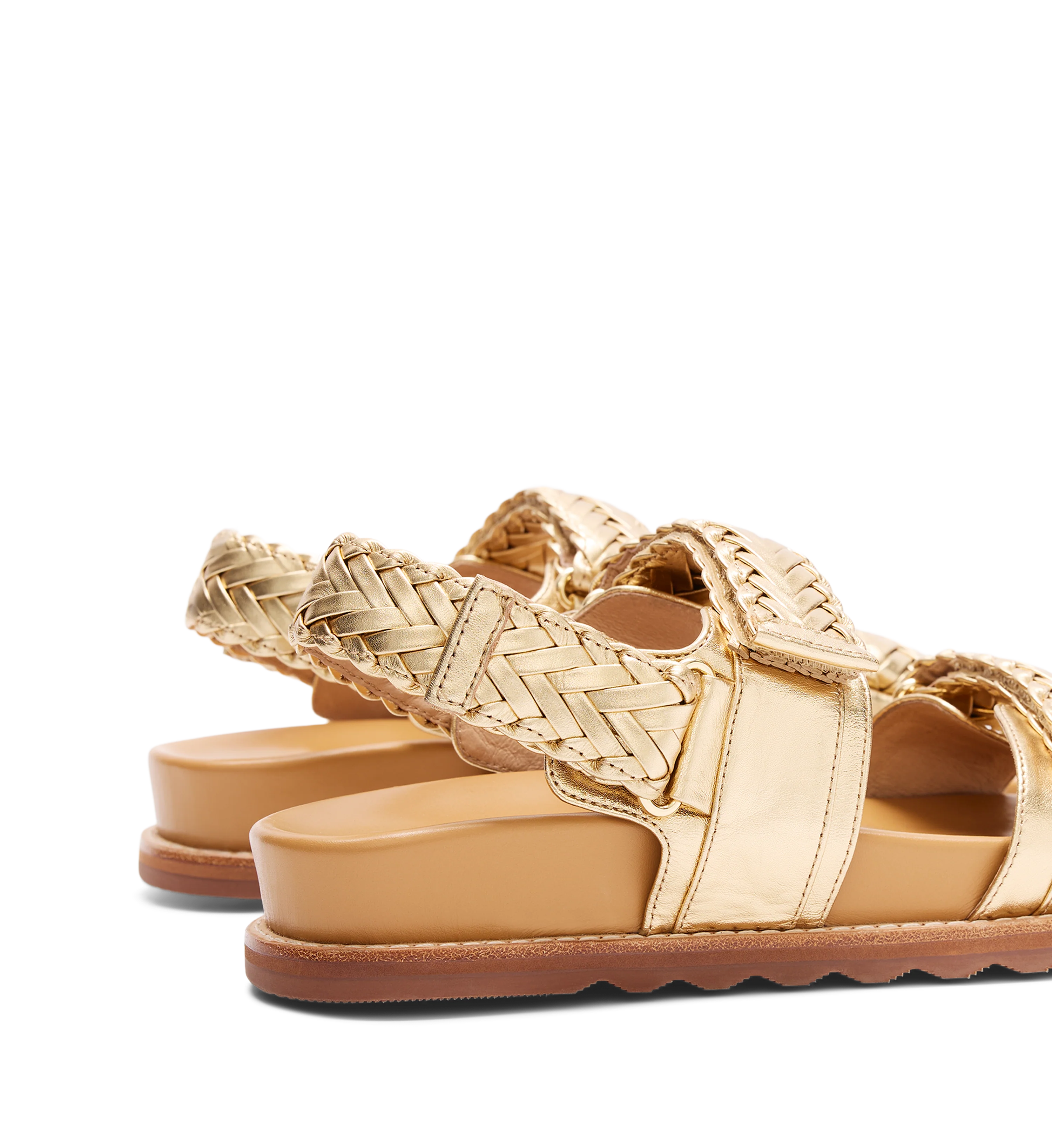 Cygnet Gold Leather Chunky Sandals