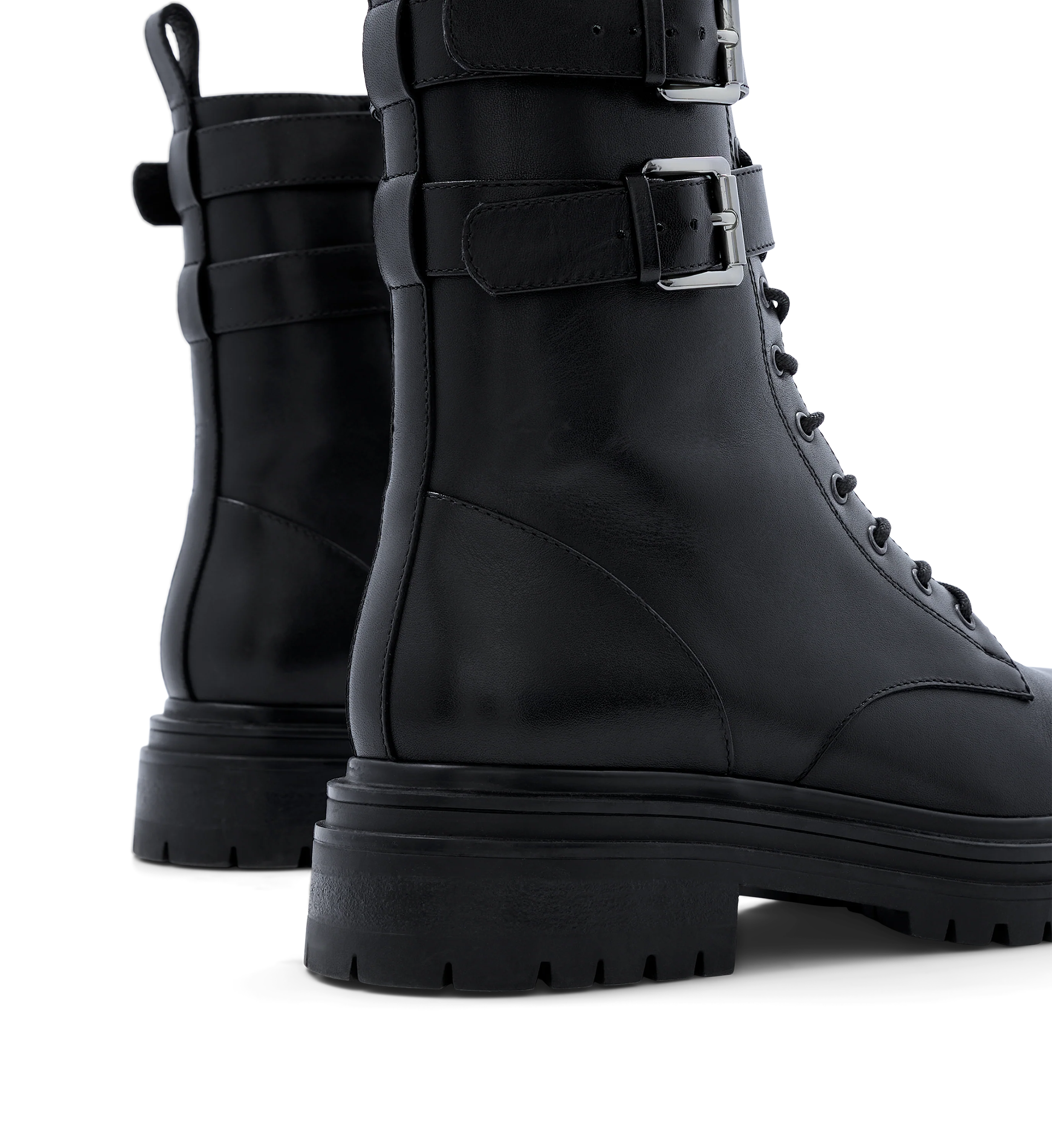 Pipra Black Leather Flat Boots