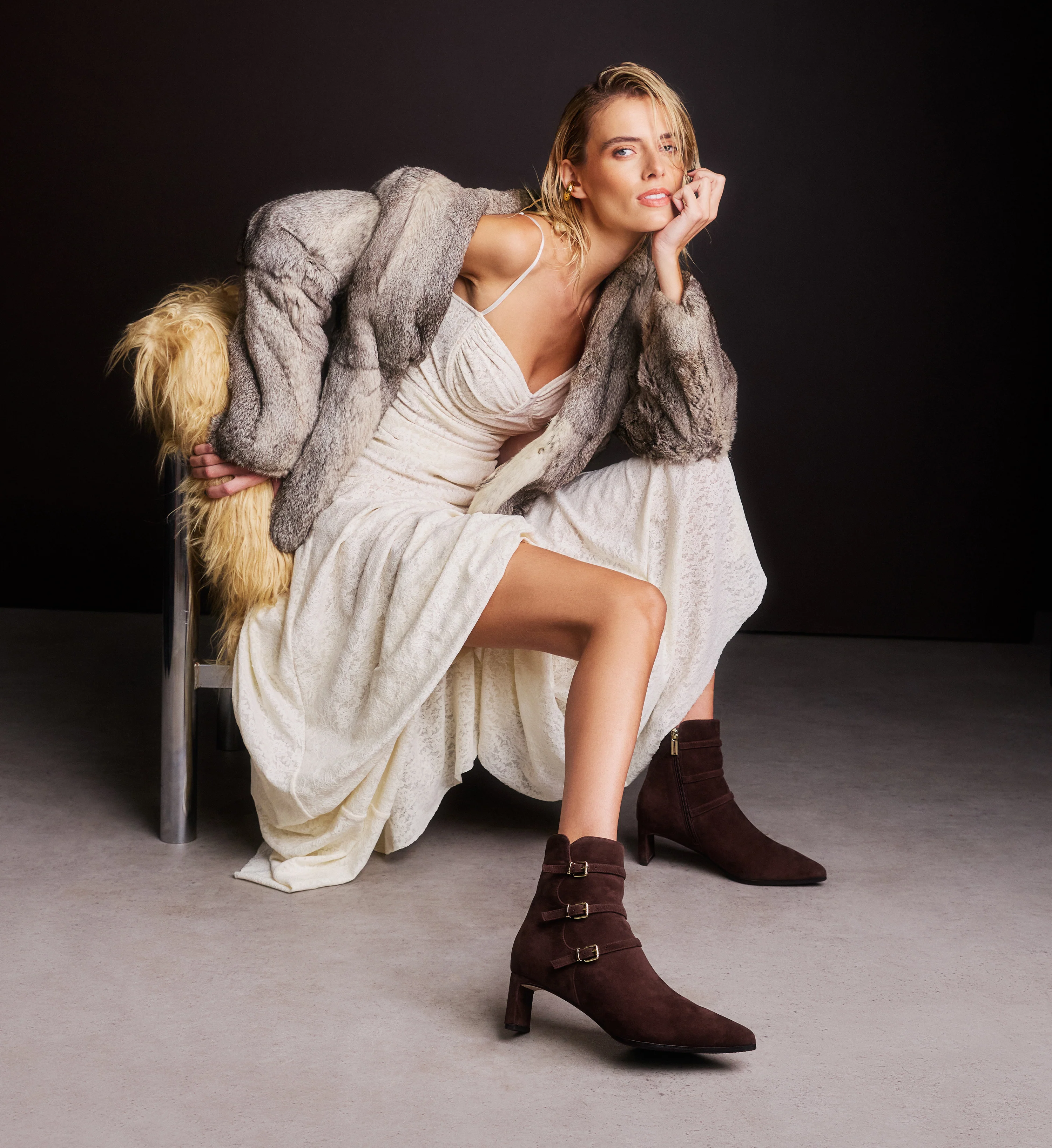 Thrasher Chocolate Brown Suede Heeled Boots