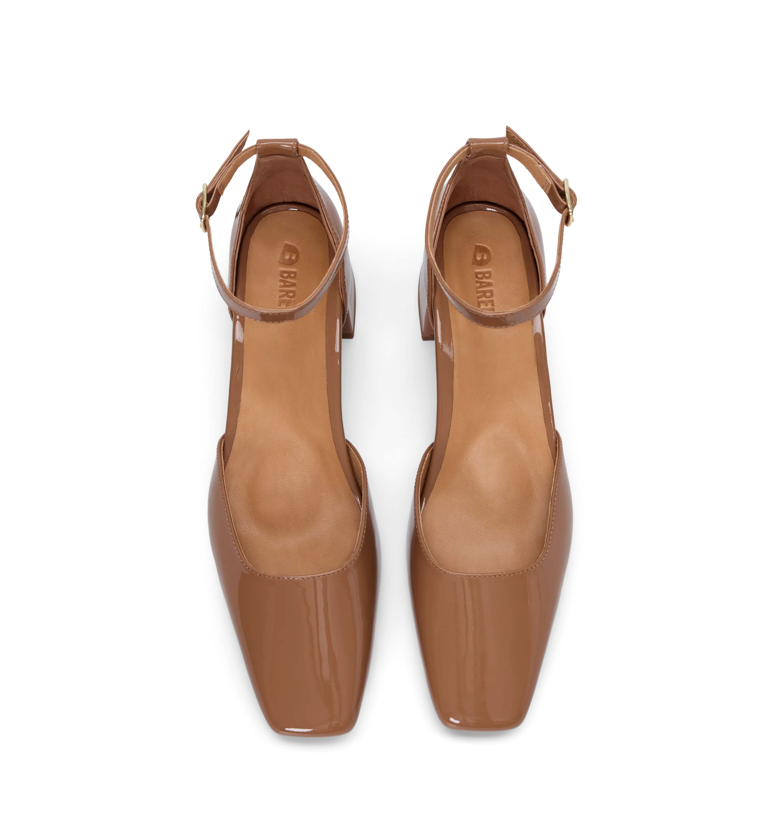 Buttonquail Light Tan Patent Leather Low Heels