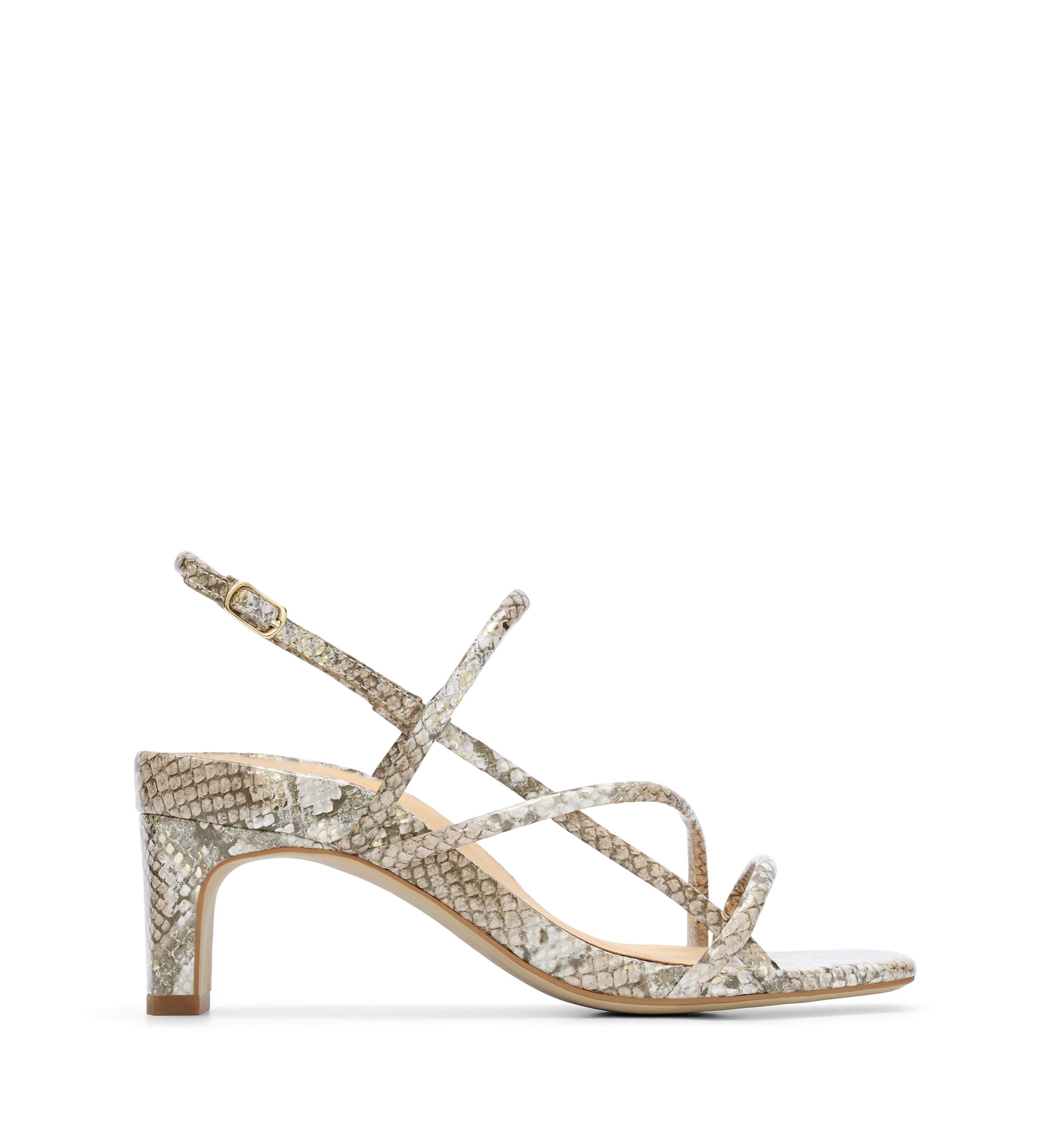 Towhee Gold Snake Emboss Leather Low Heels