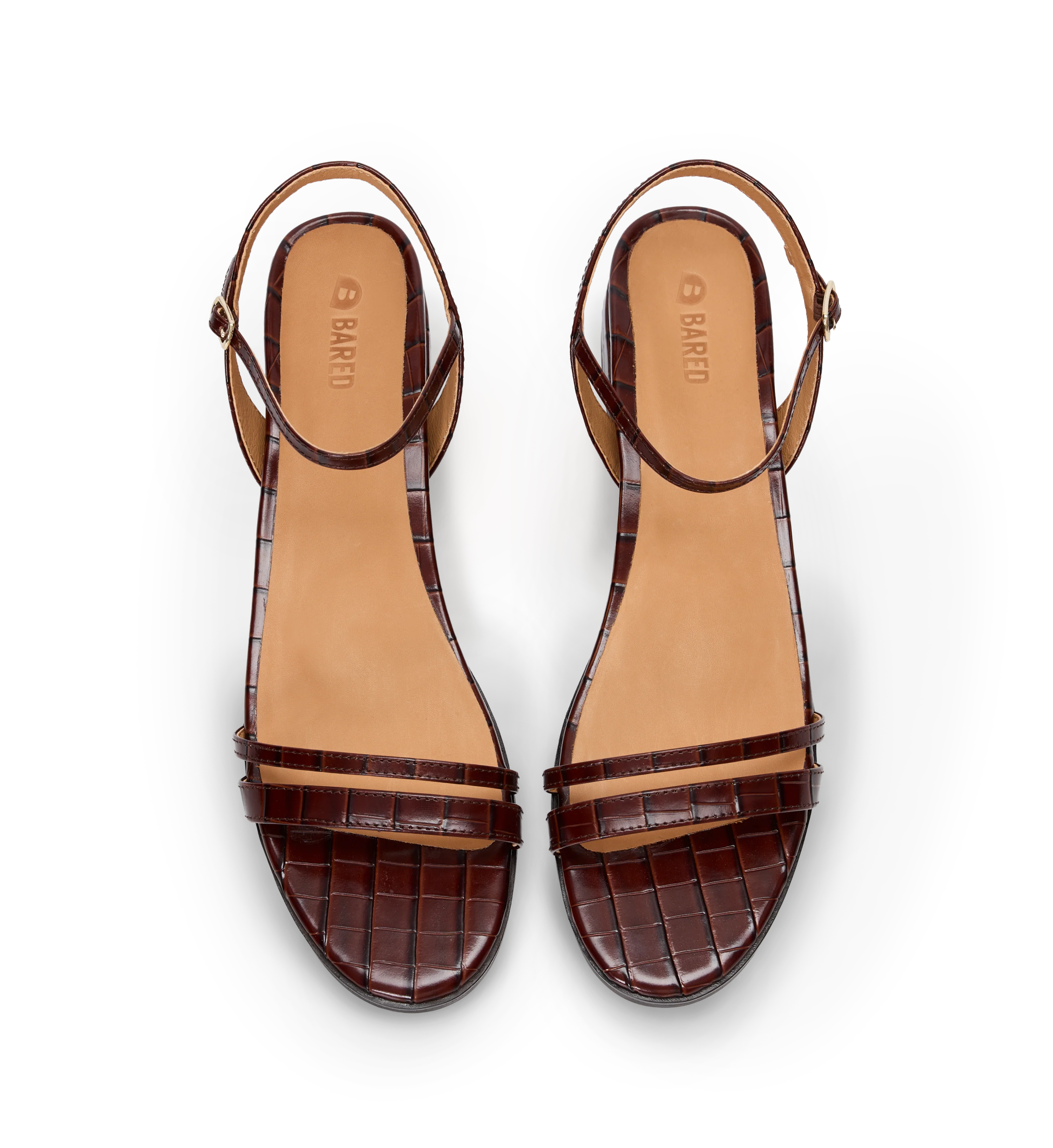 Emberiza Chocolate Brown Croc Emboss Leather Sandals