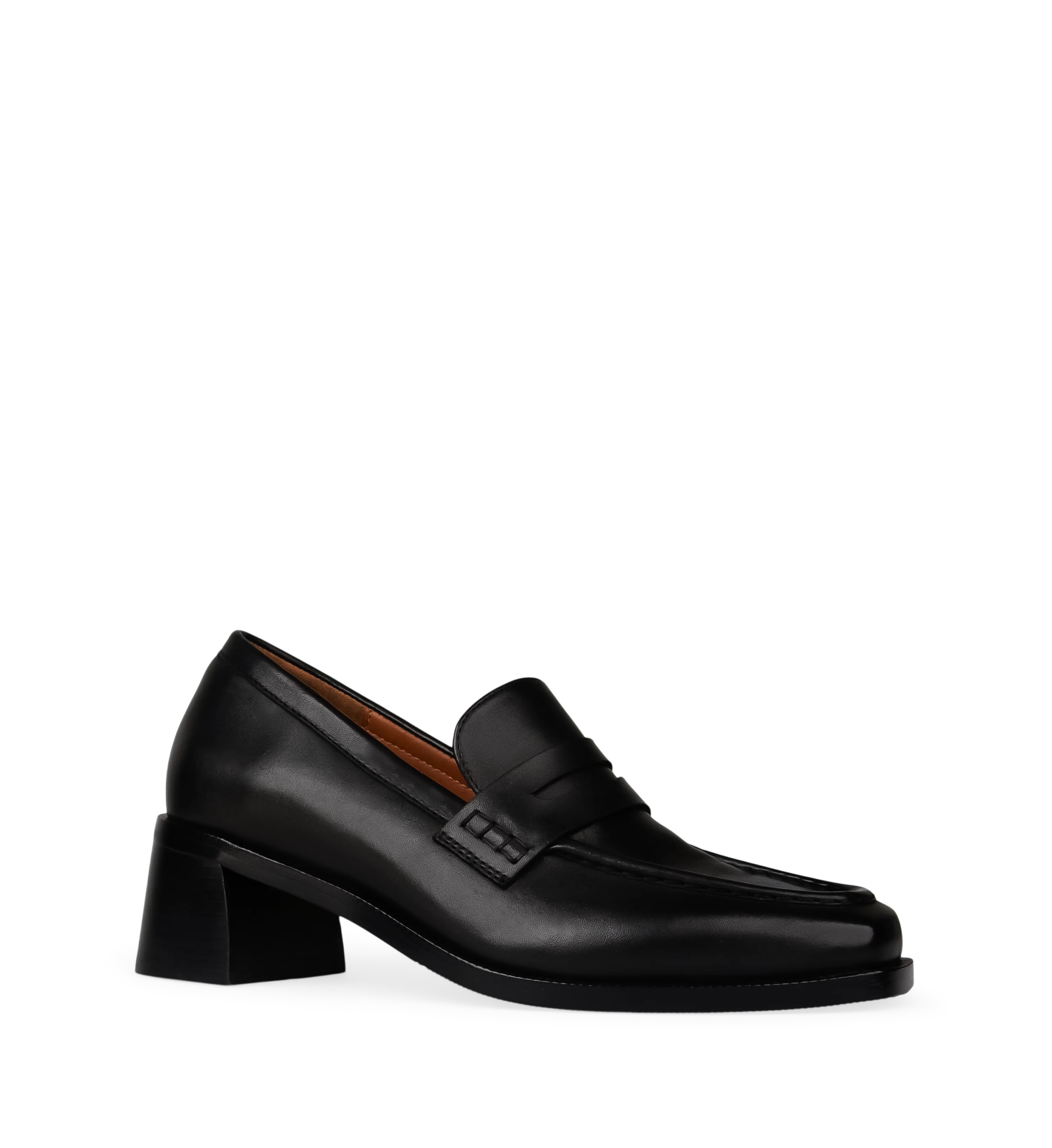 Alethe Black Leather Low Heels