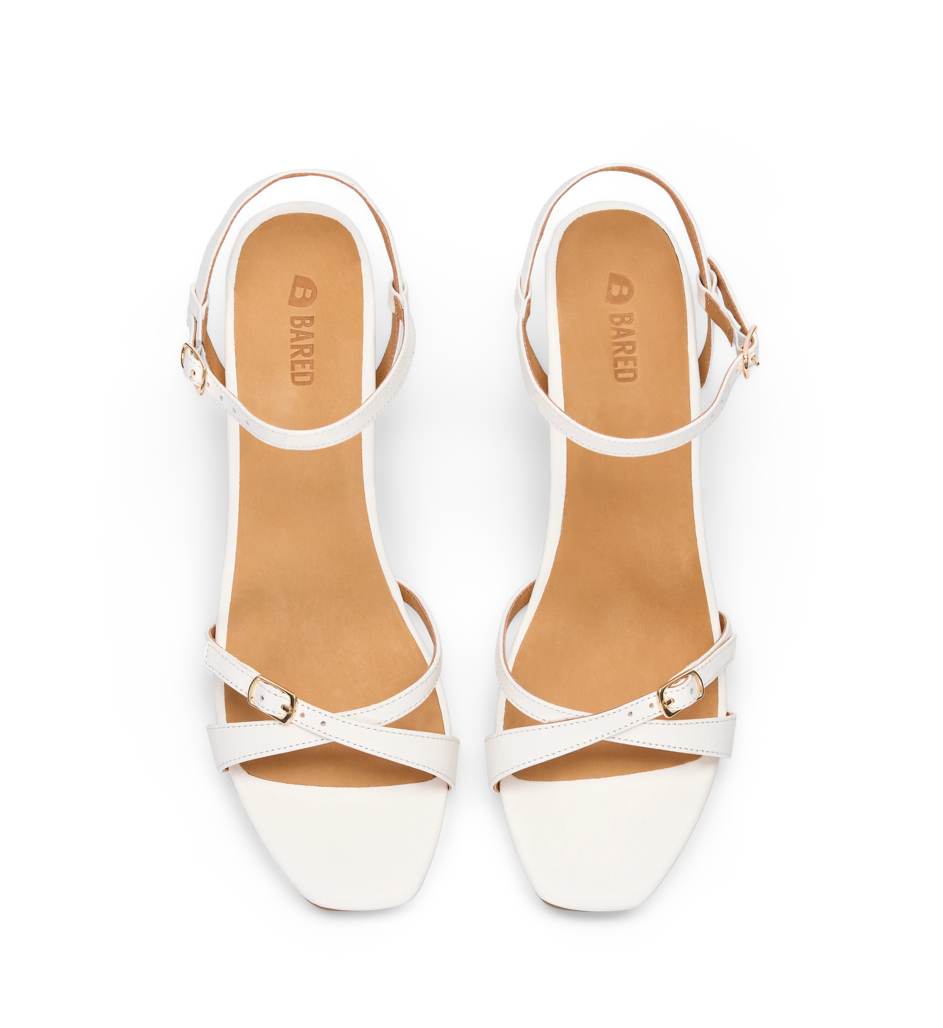 Monarch White Leather Low Heels