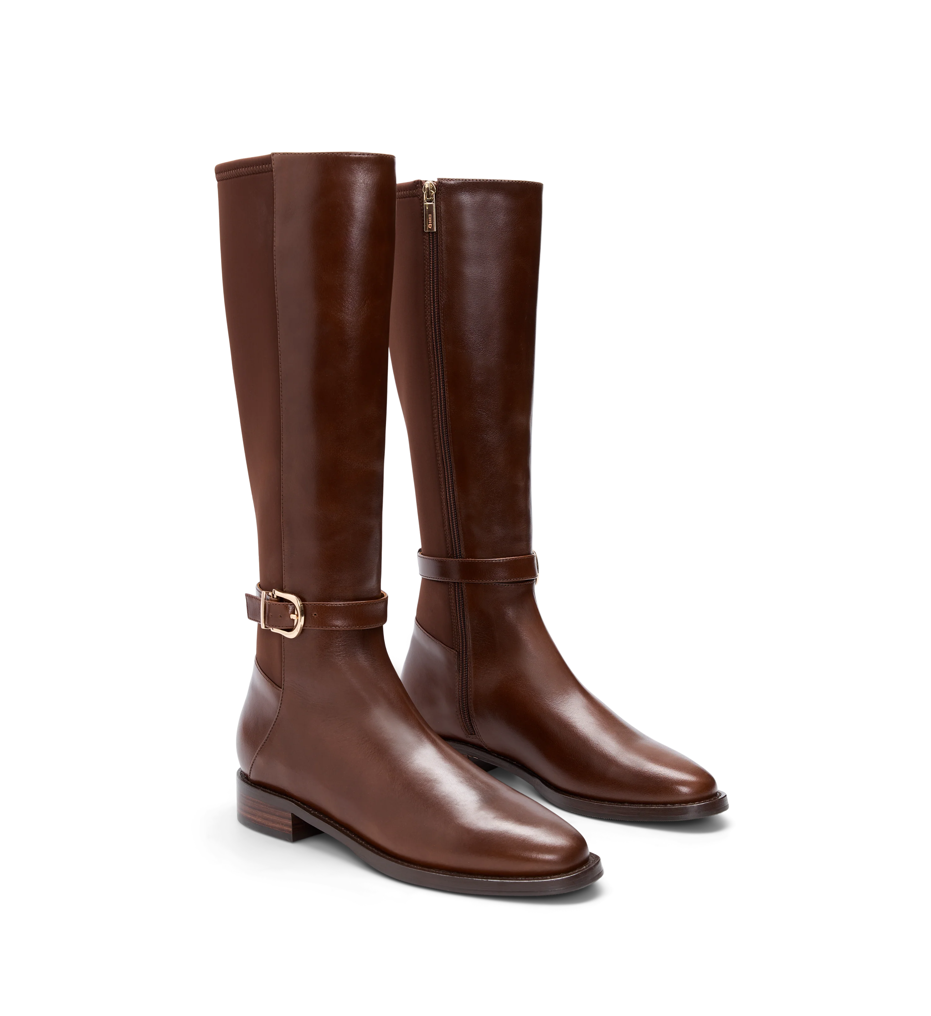 Vulture Golden Tan Leather & Neoprene Knee High Boots