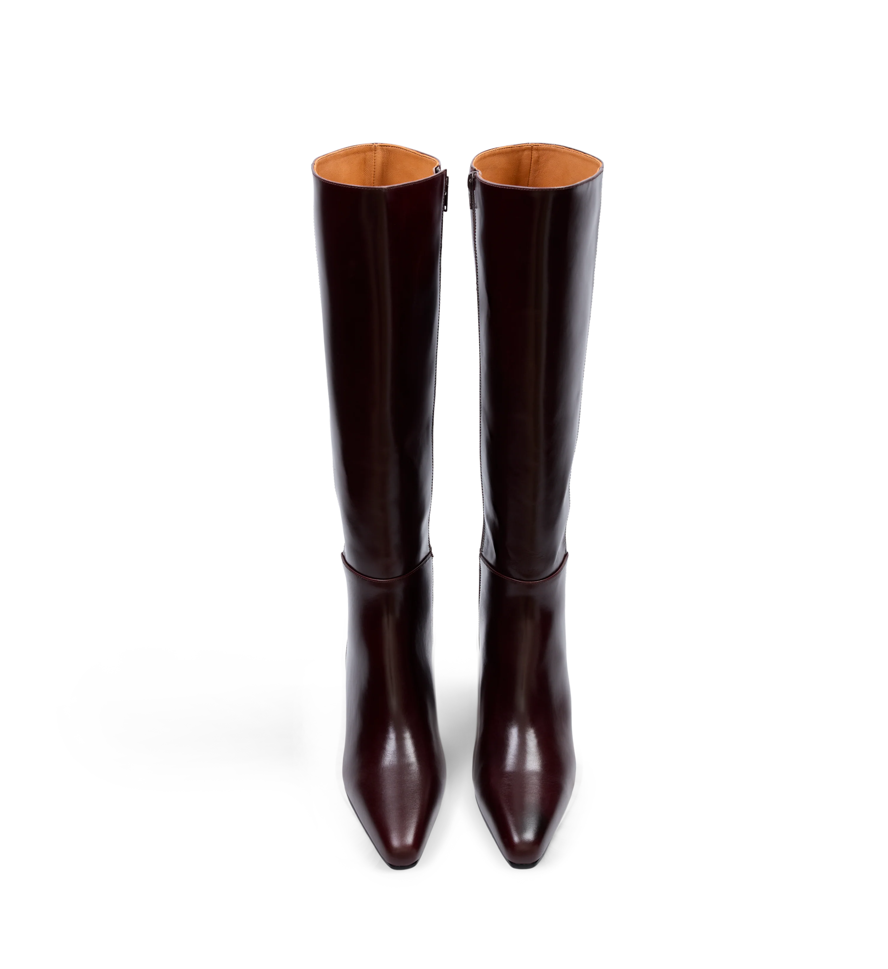 Cacique Mahogany Brown Boxed Leather Knee High Boots