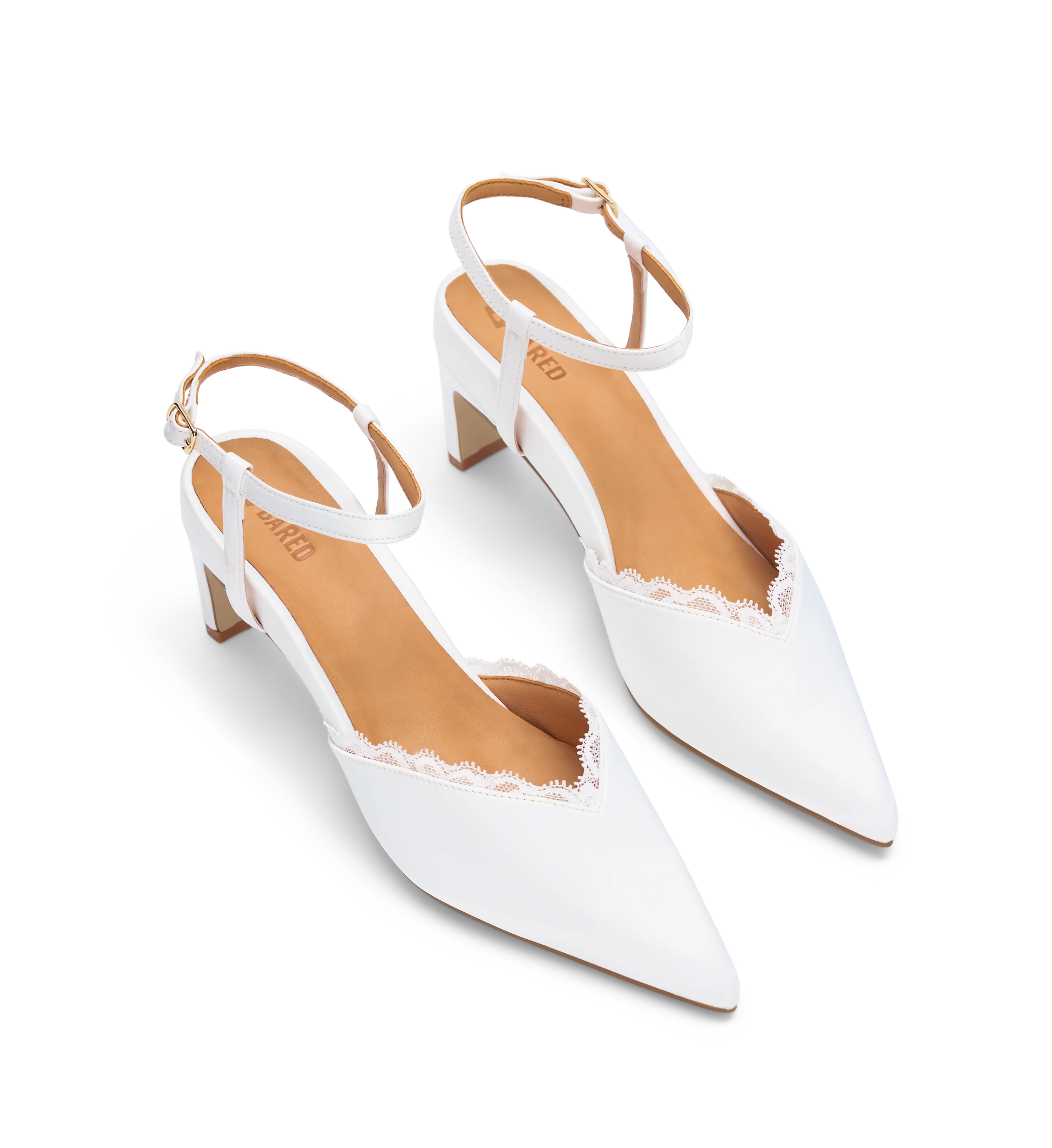Whinchat White Satin Low Heels