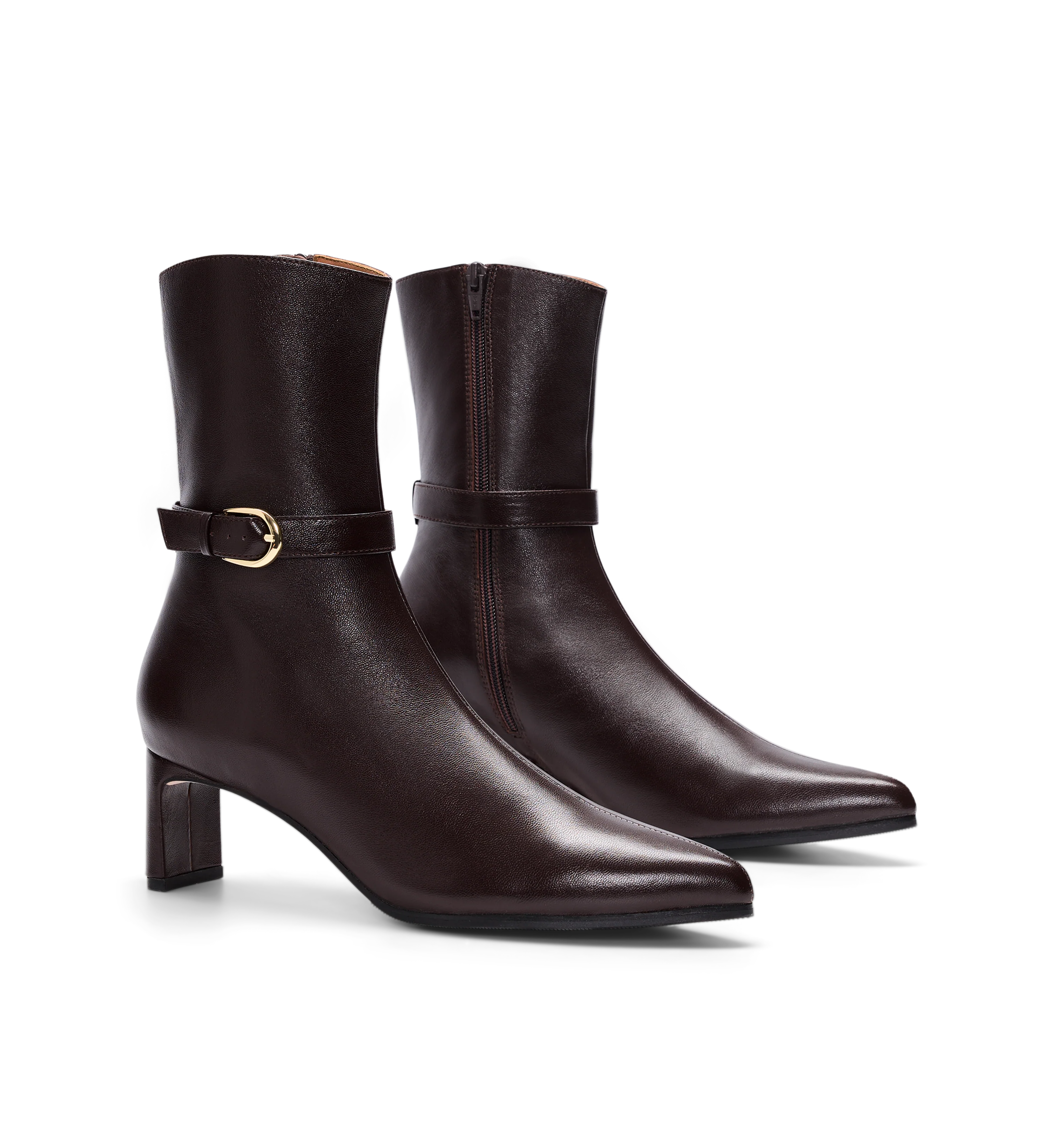 Trocaz Chocolate Brown Leather Heeled Boots