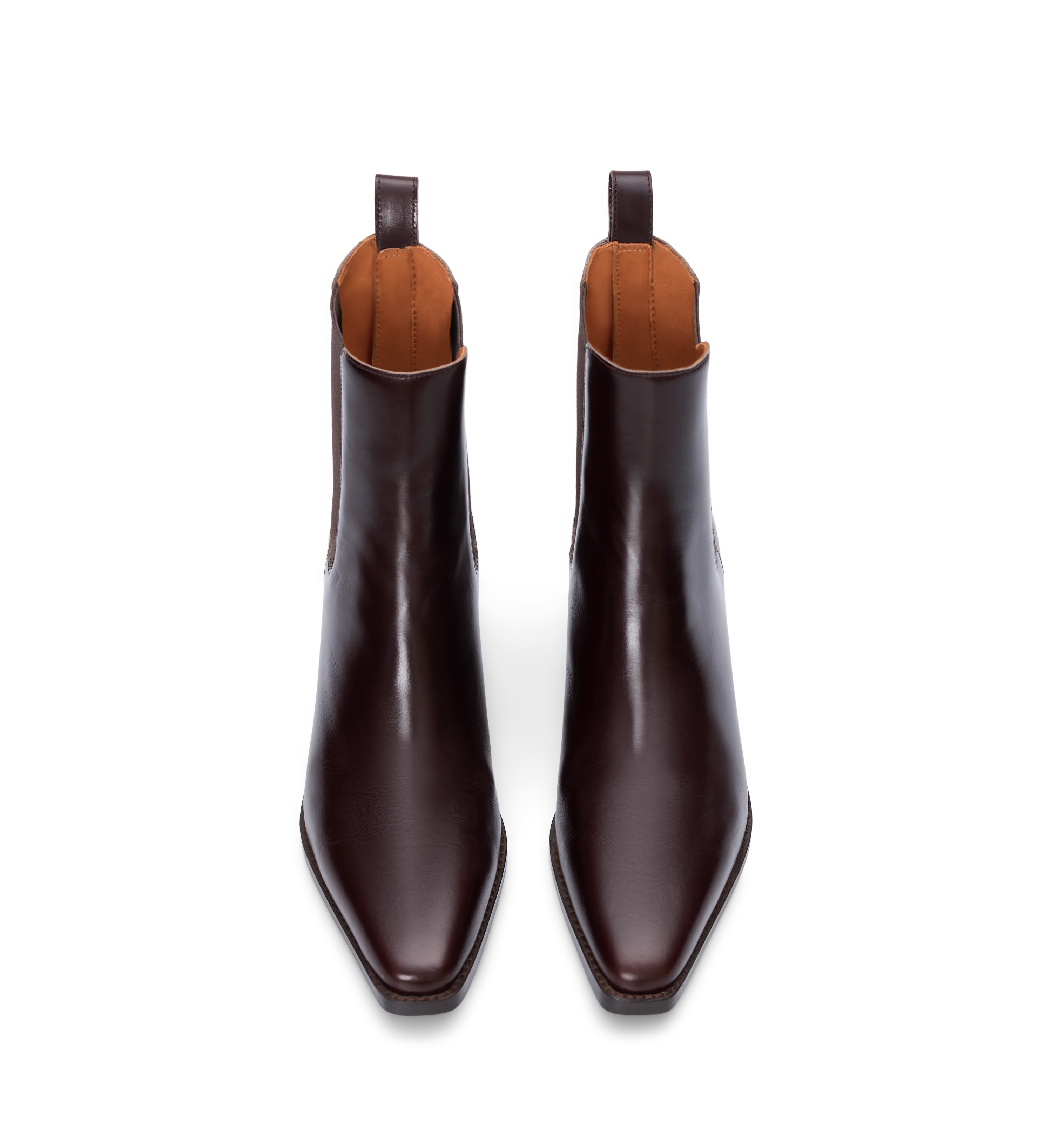 Vini Mahogany Brown Boxed Leather Heeled Boots