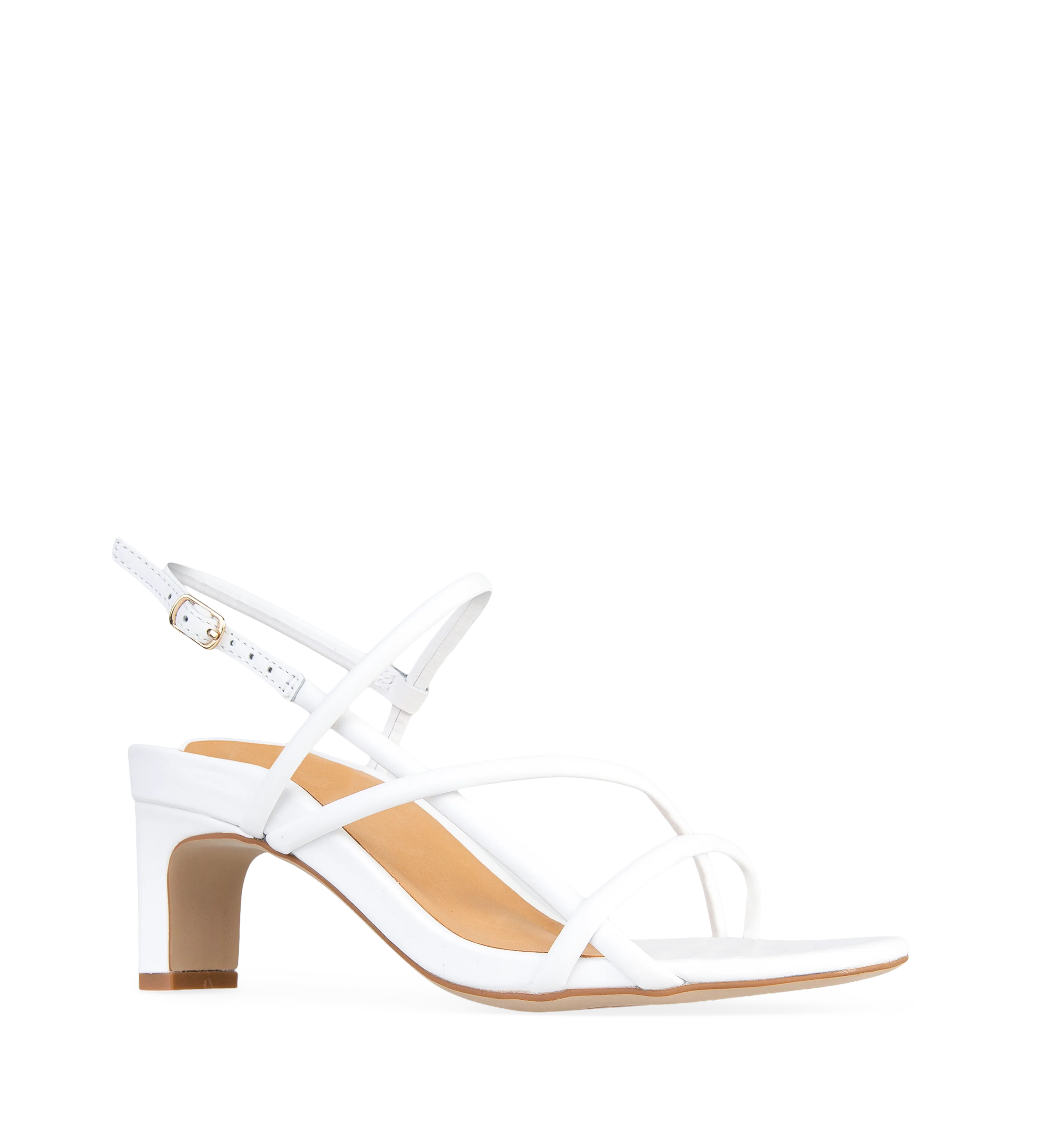 Towhee White Leather Low Heels
