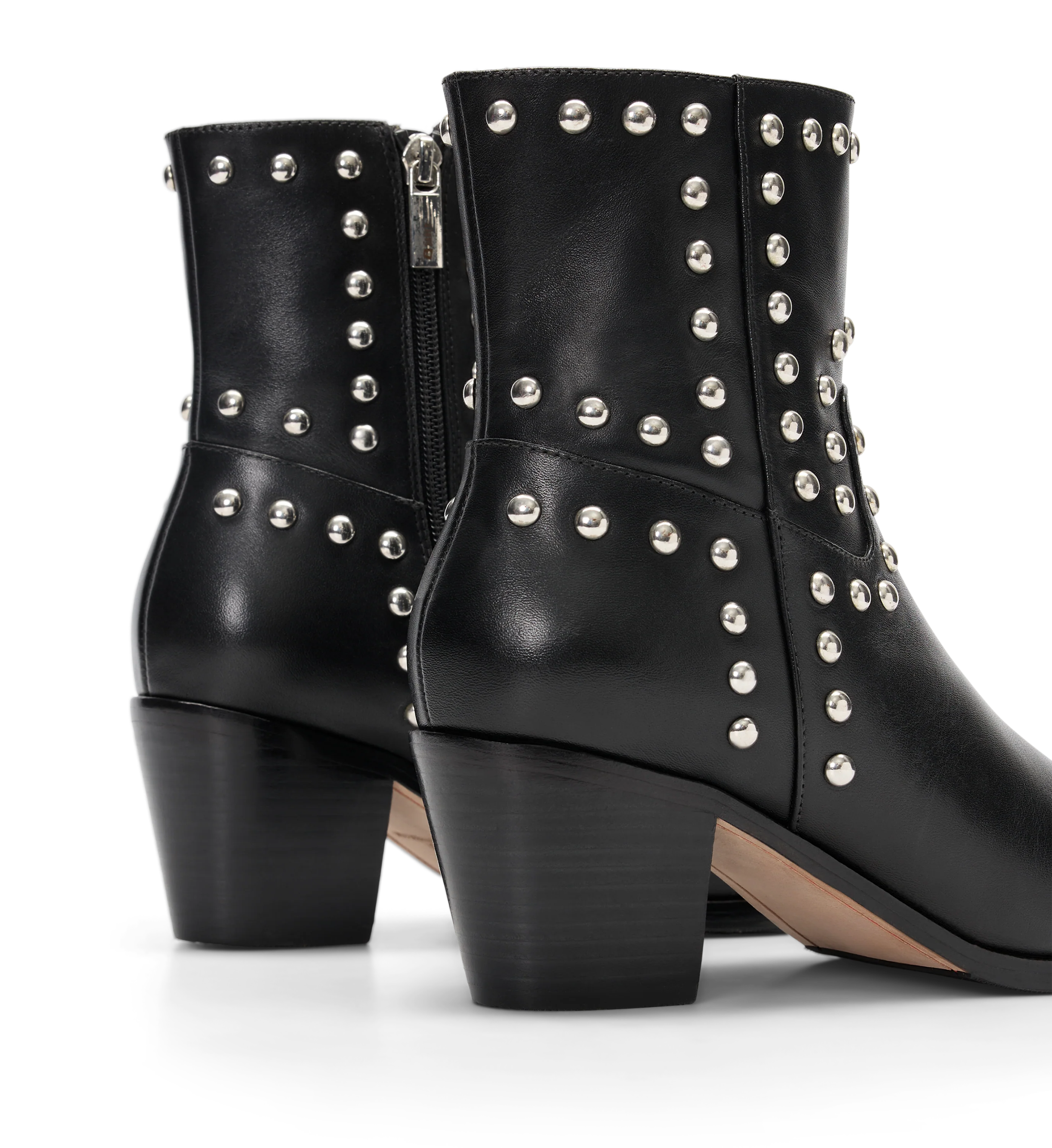 Tetraka Black Leather & Hardware Heeled Boots