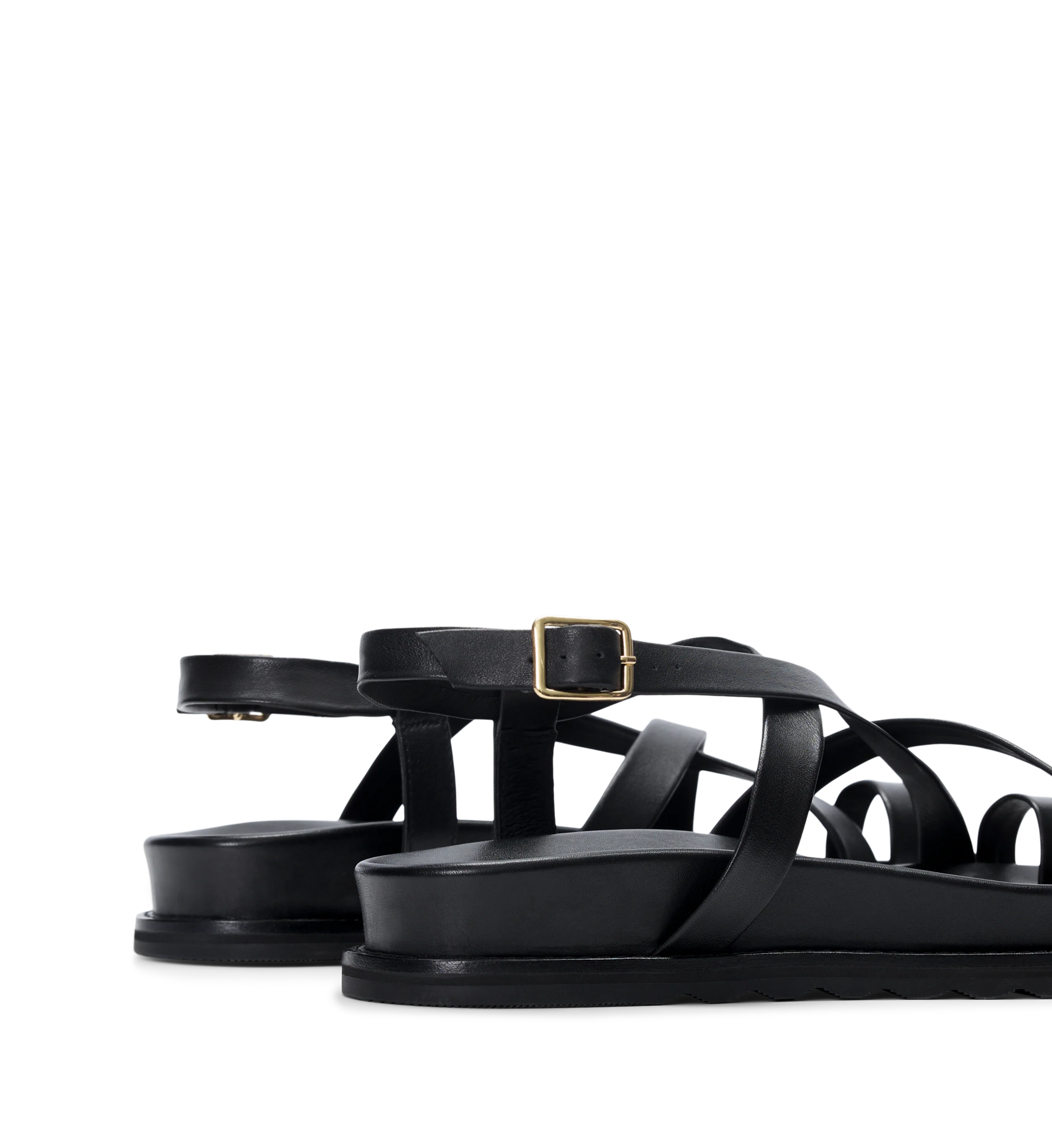 Nicator Black Leather Chunky Sandals