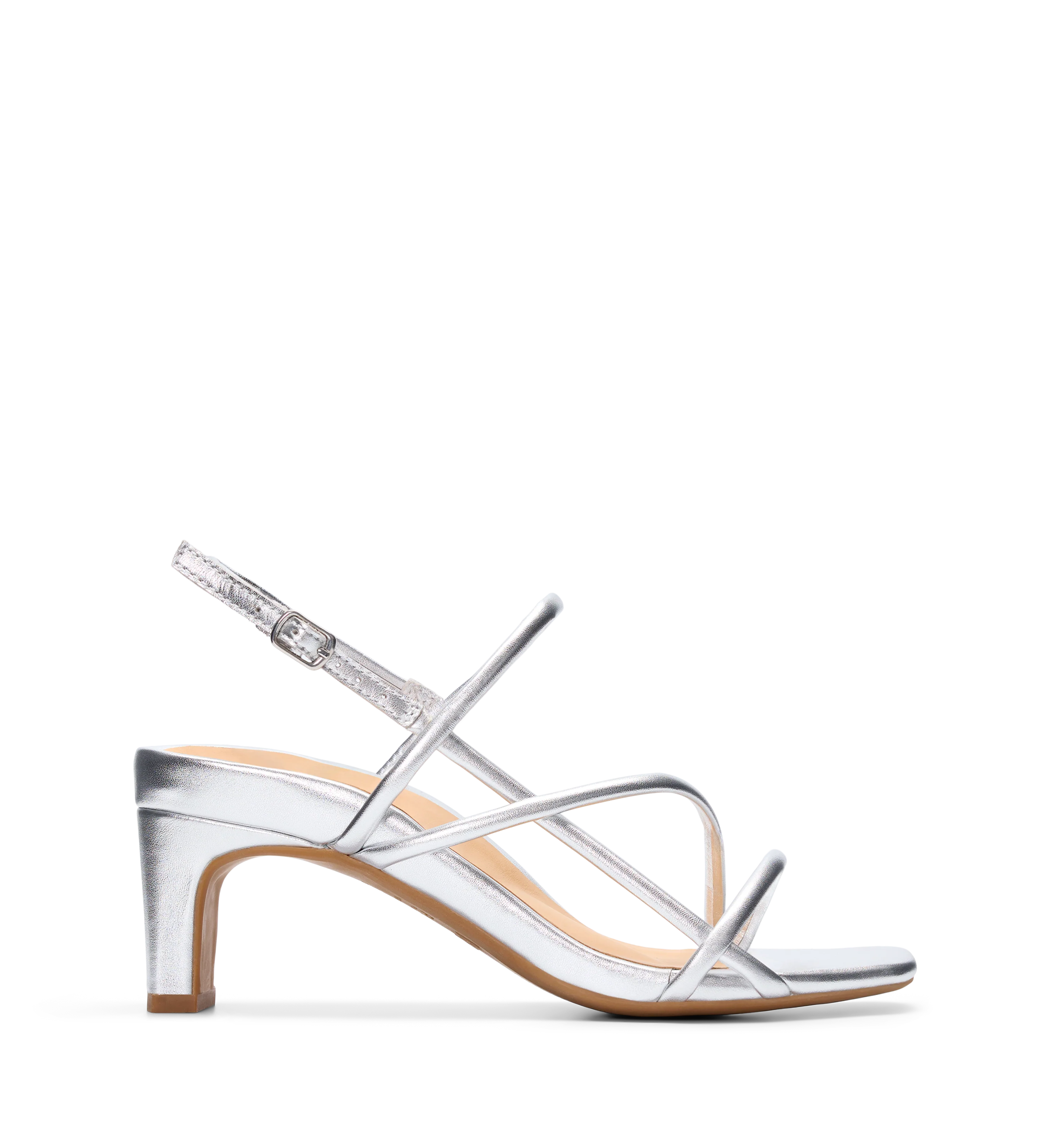 Towhee Silver Leather Low Heels