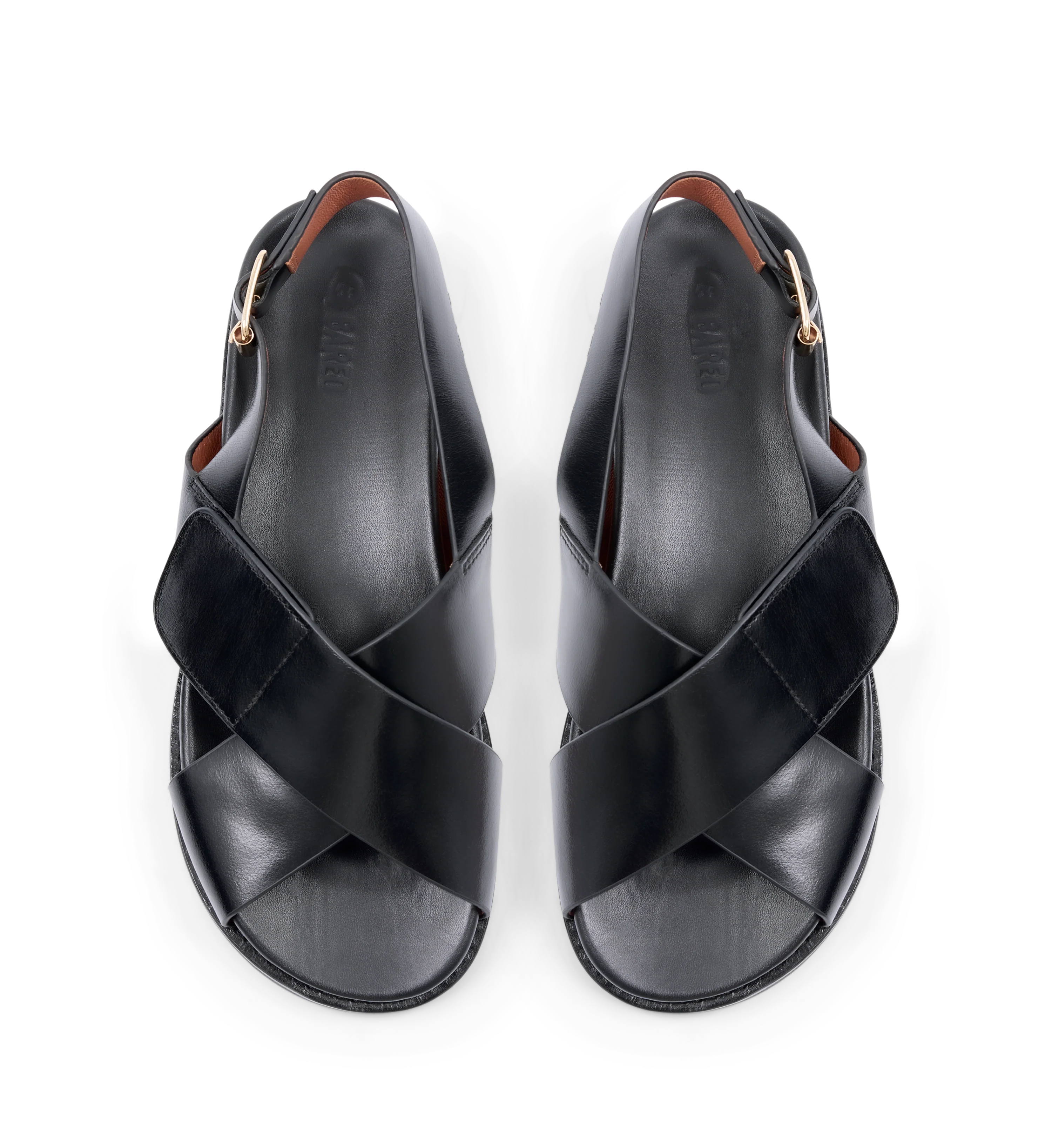 Lari Black Leather Chunky Sandals