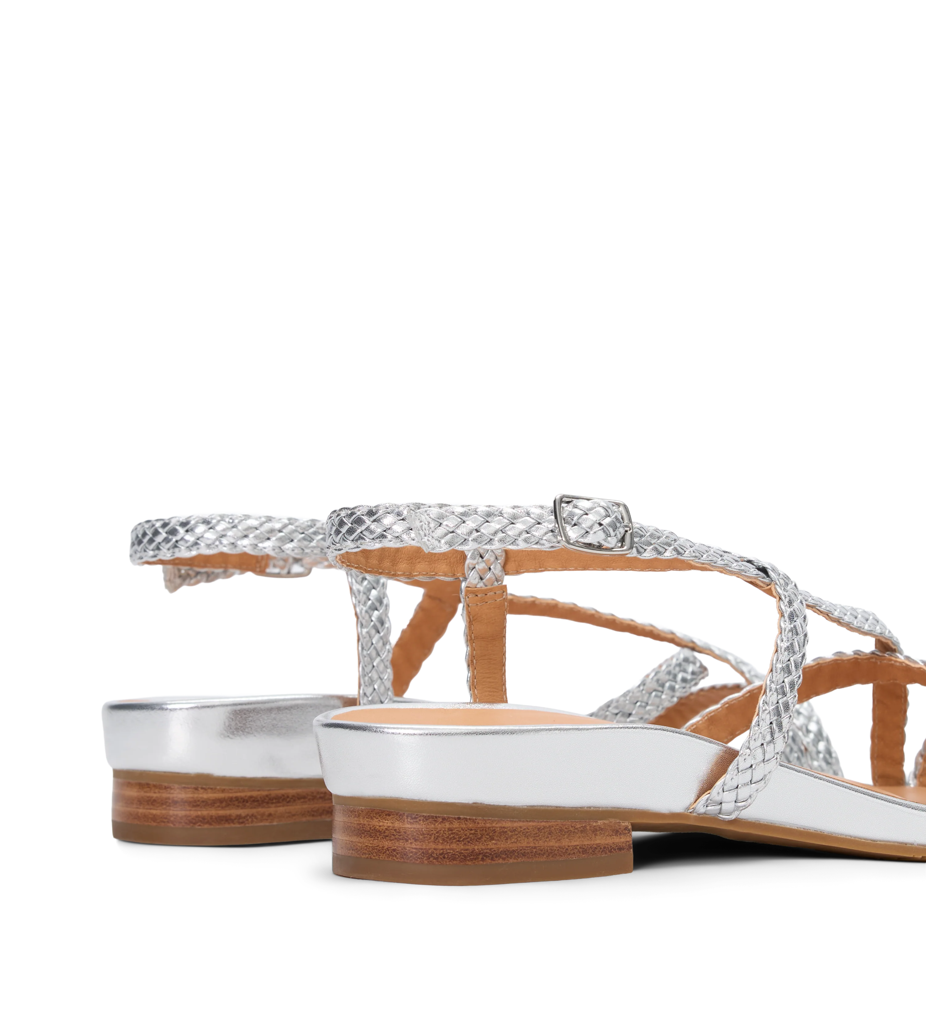 Wrentit Silver Woven Leather Sandals