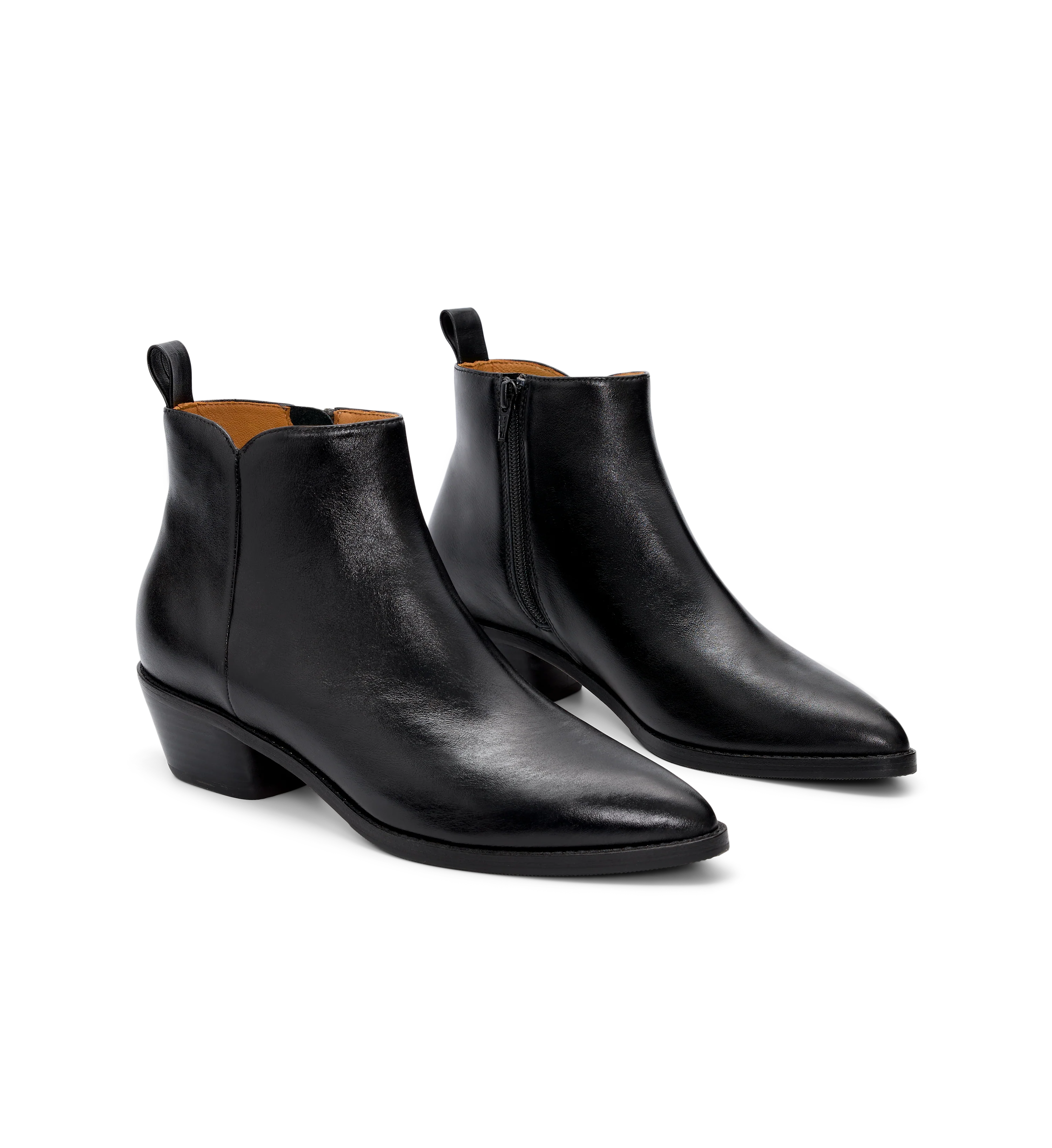Awlbill Black Leather Heeled Boots