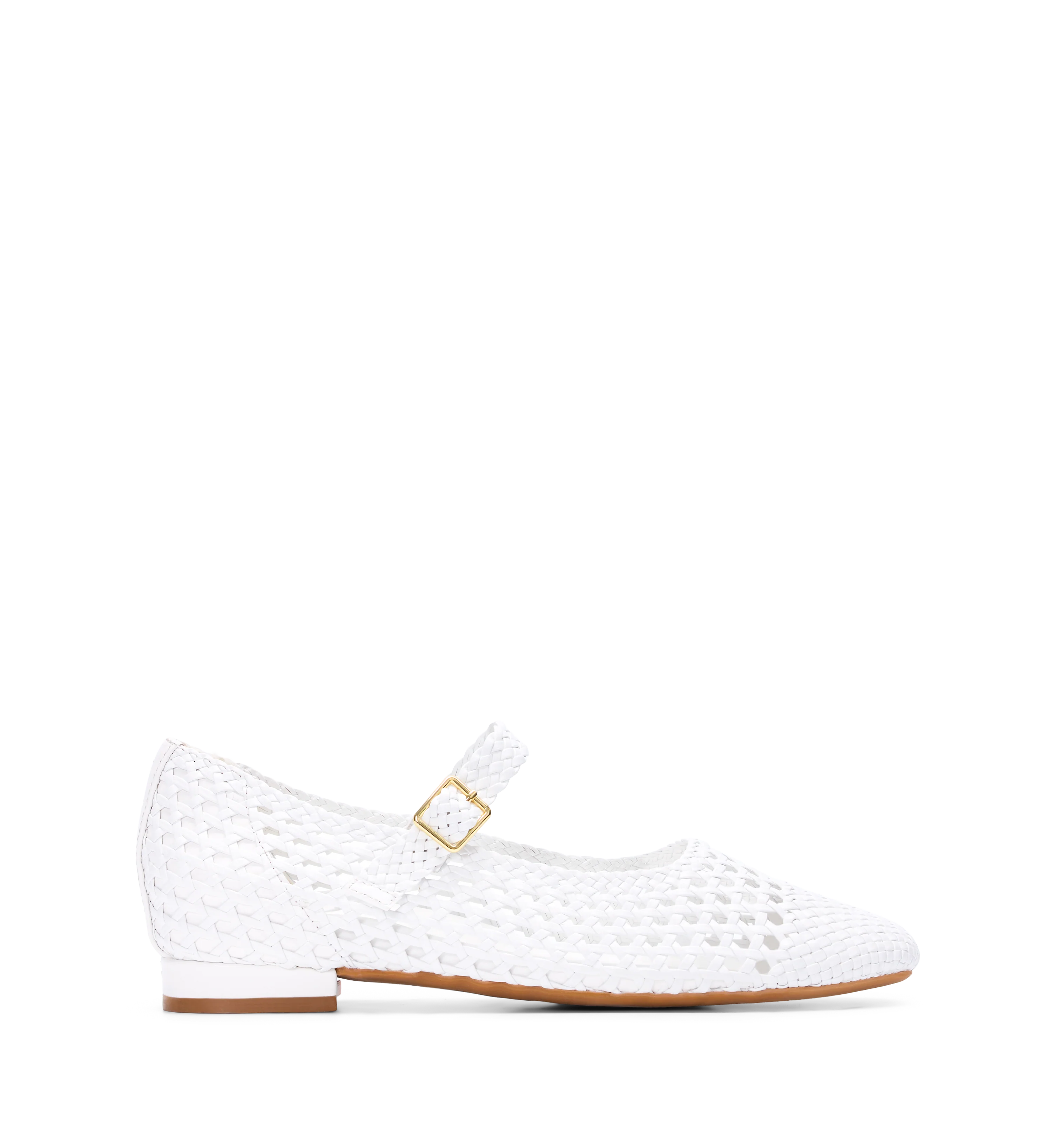 Whip White Braided Leather Ballet Flats