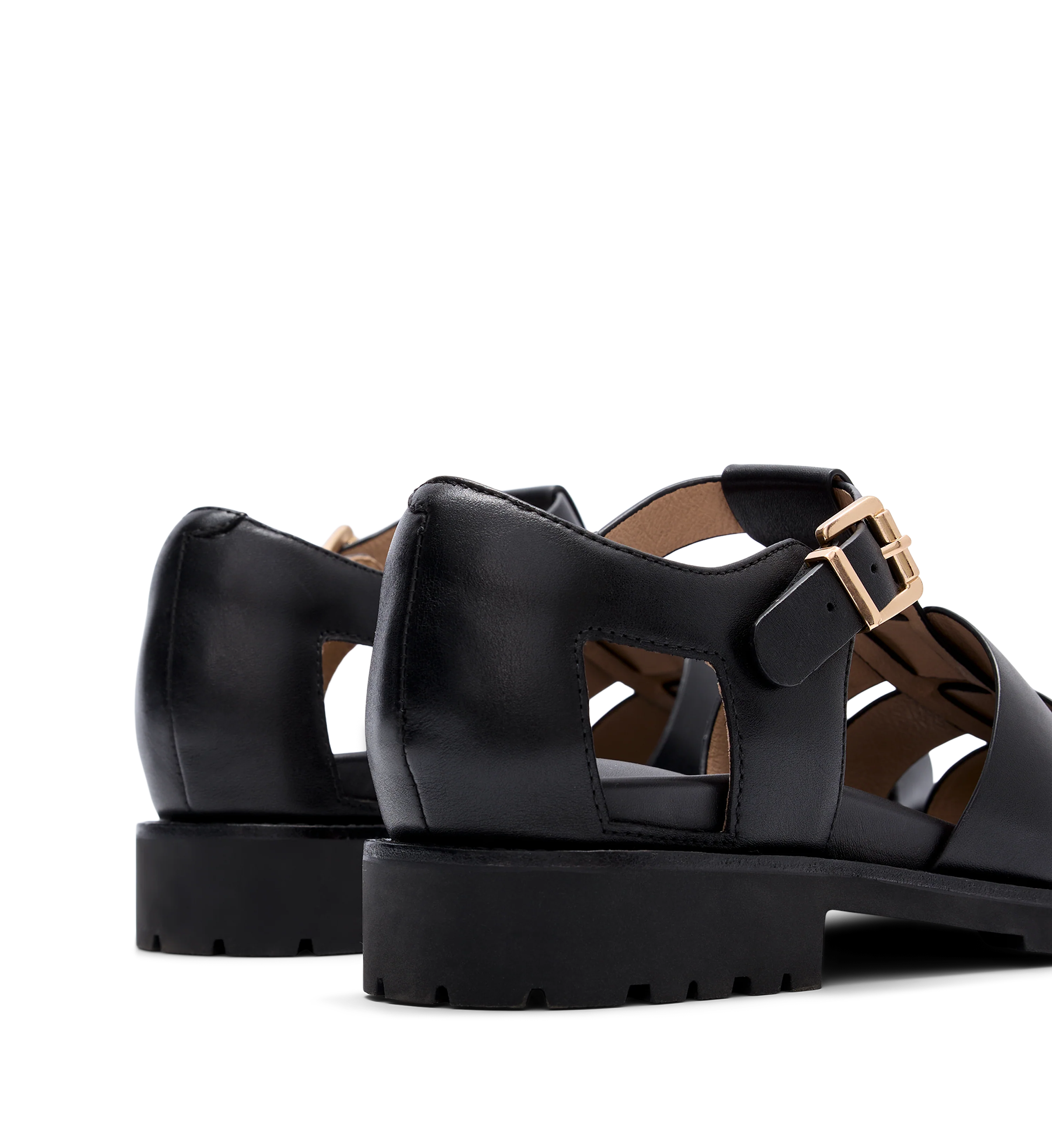 Crossbill Black Leather Chunky Sandals