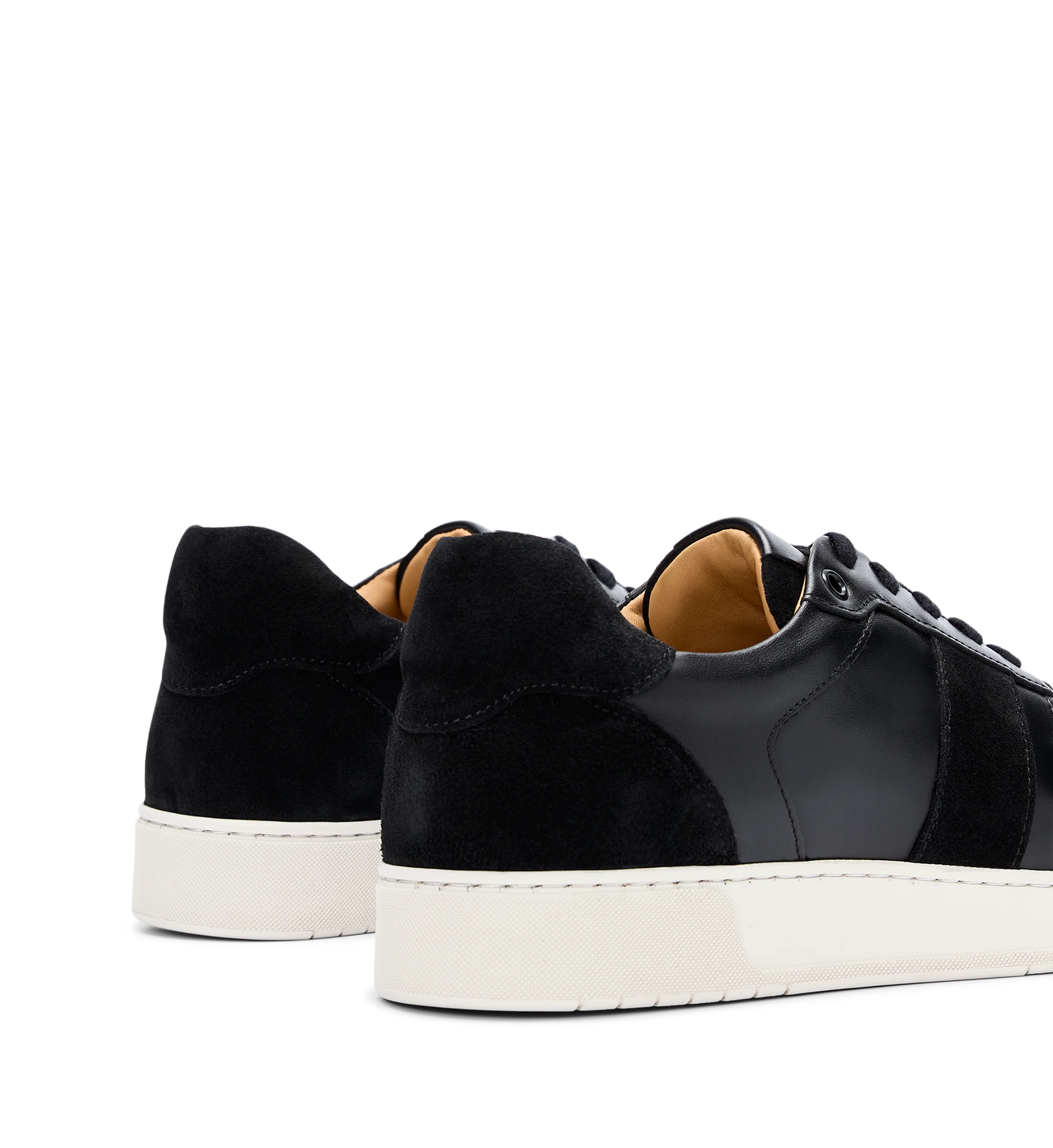 Caesium Black Leather & Off White Sole Sneakers