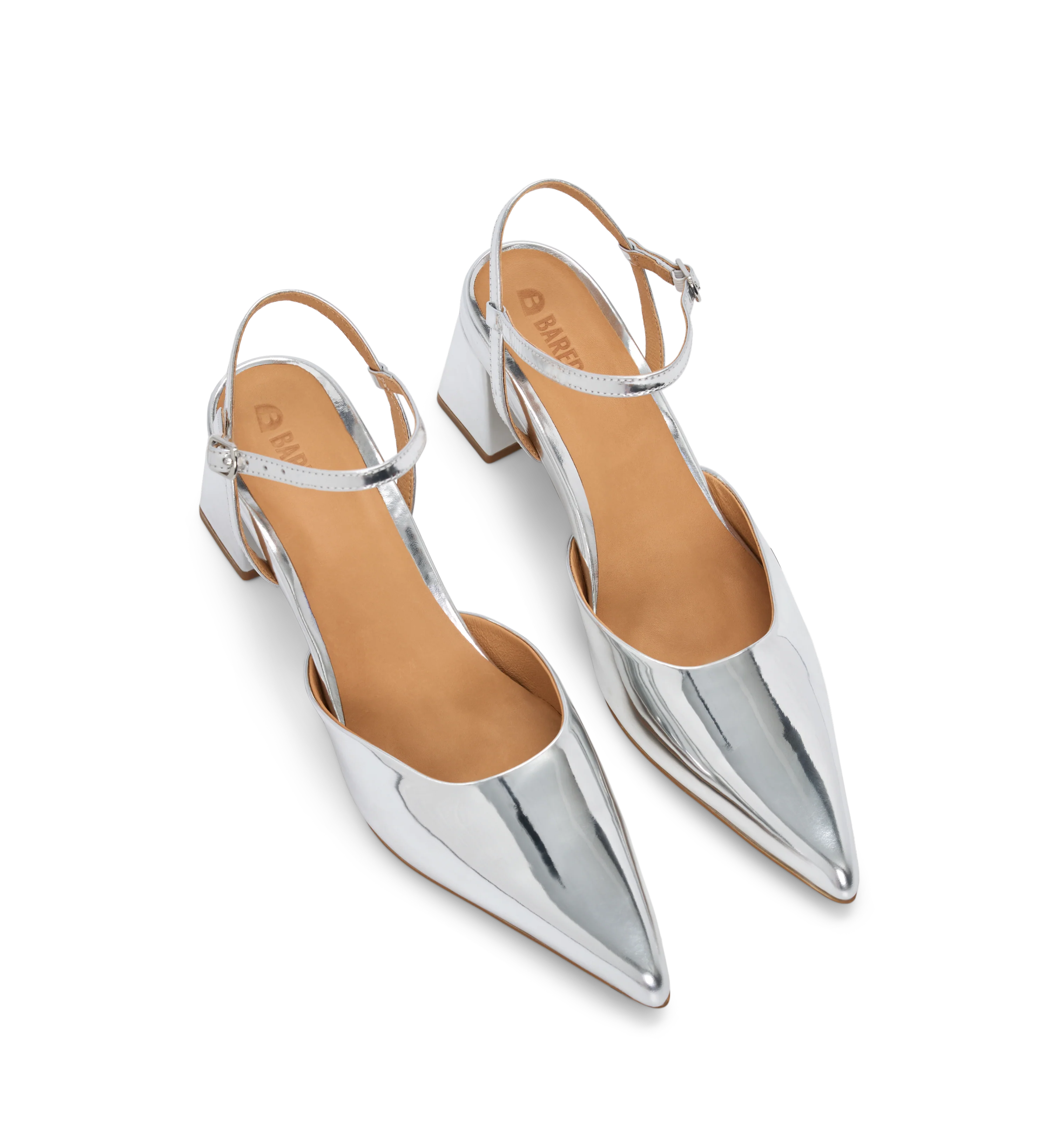 Calandra Silver Patent Leather Closed Toe Heels