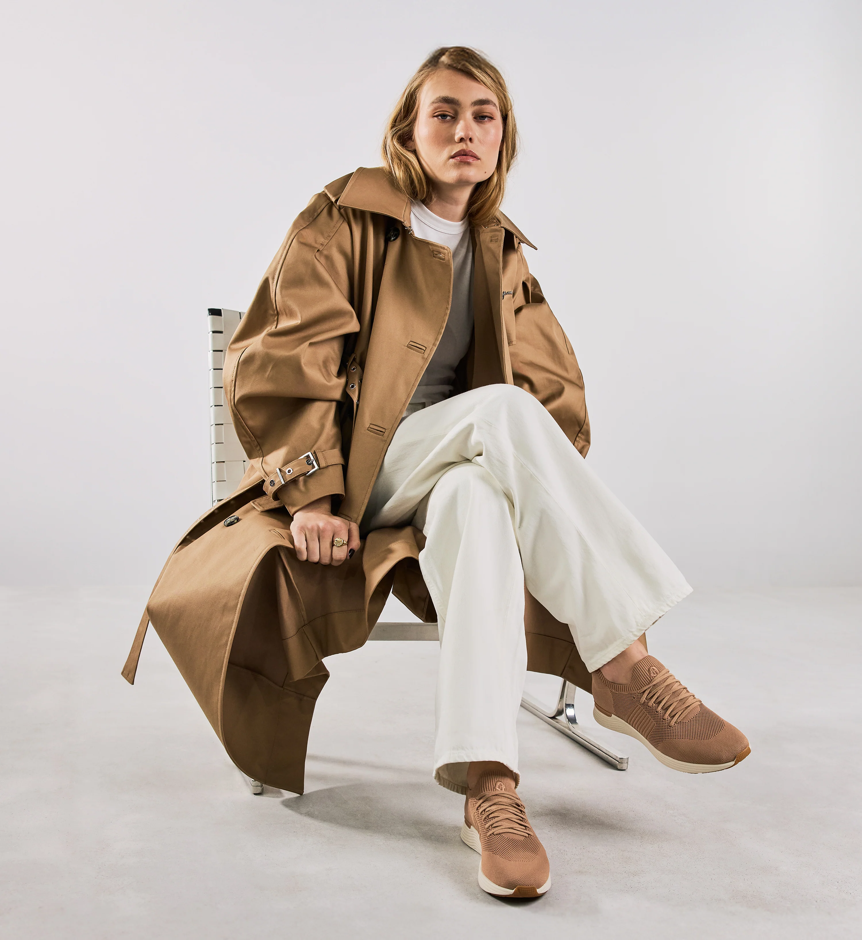 Jinzo Honey Tan Knit Sneakers