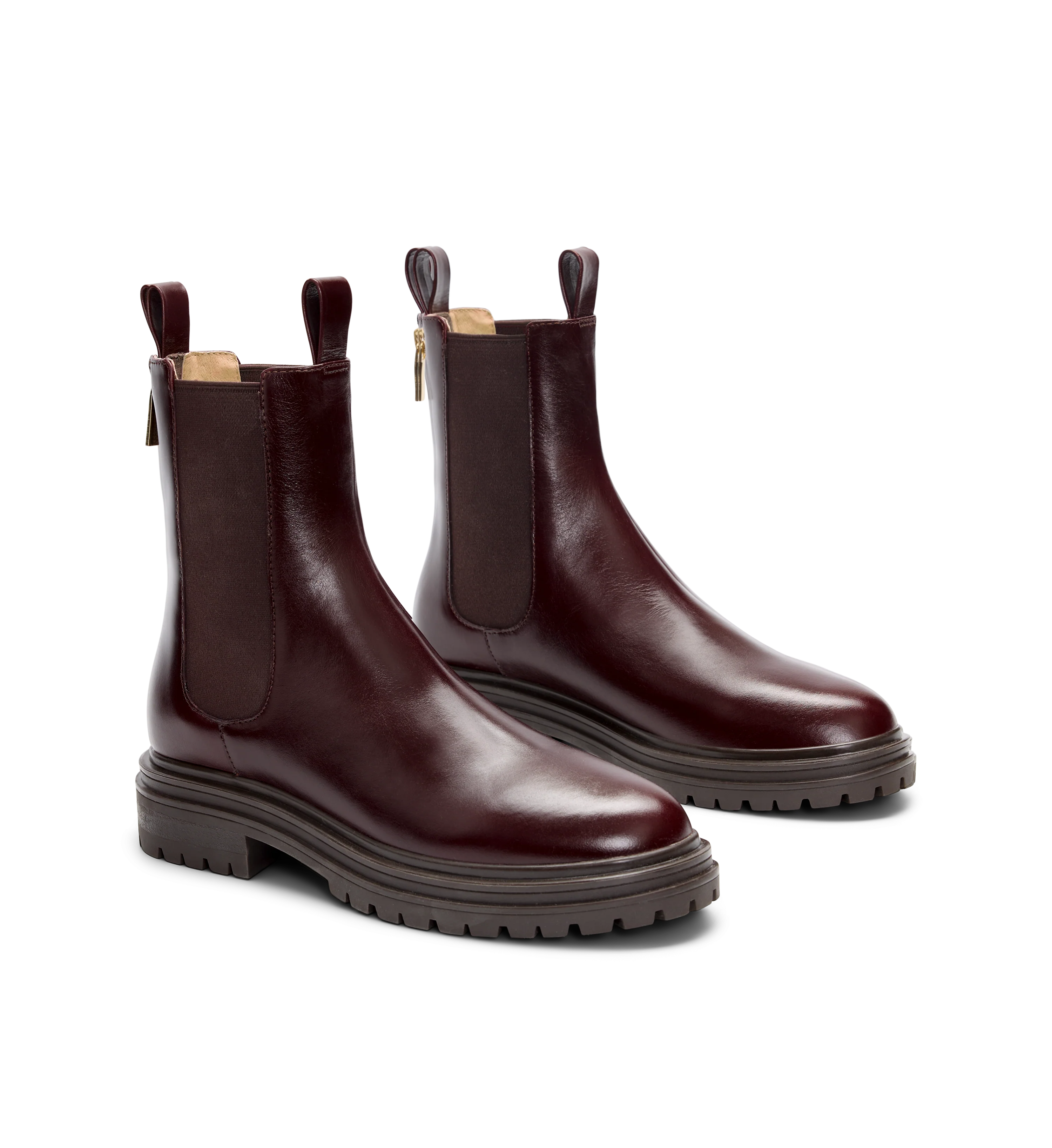 Peltops Dark Oak Boxed Leather Flat Boots