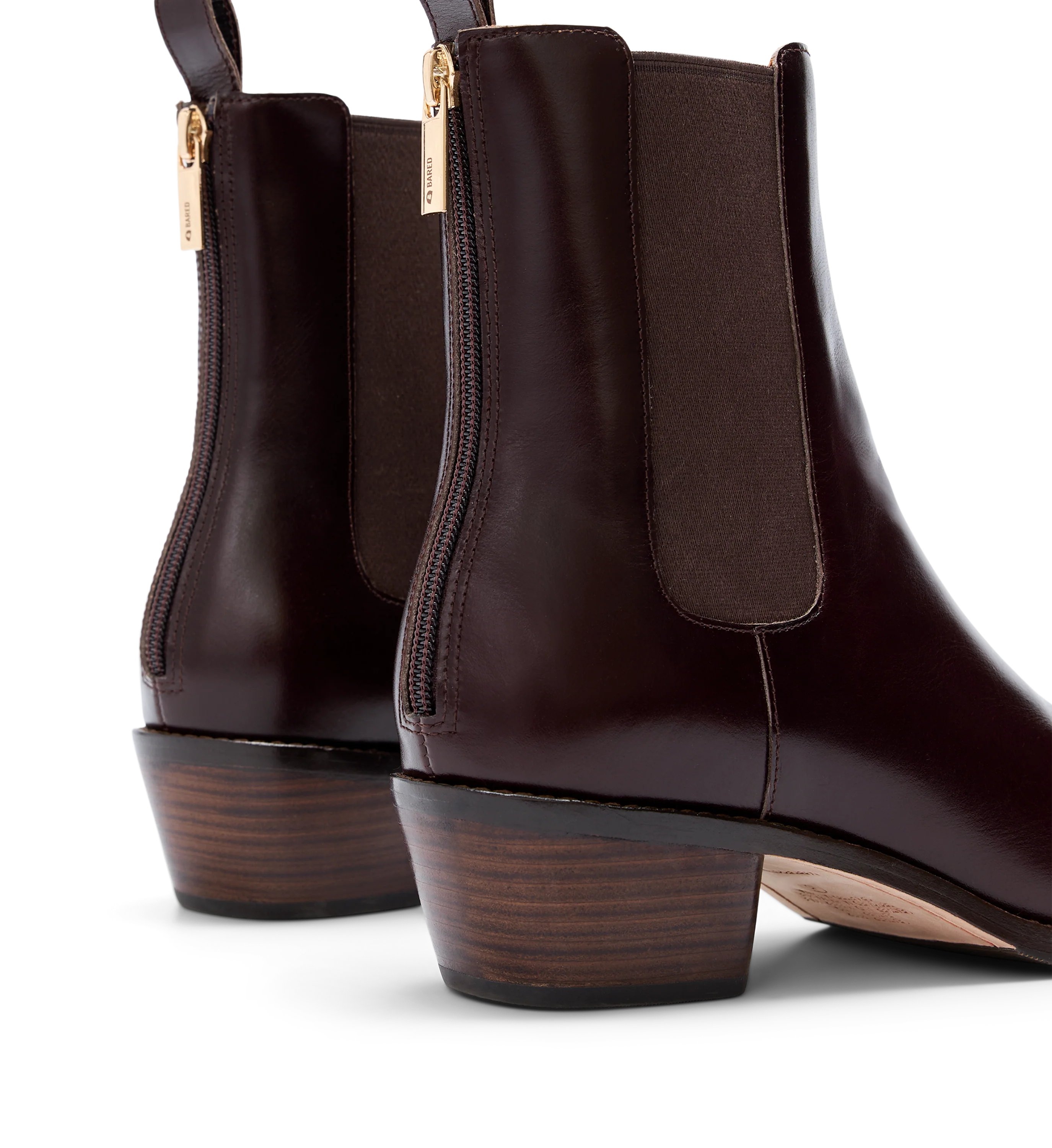 Vini Mahogany Brown Boxed Leather Heeled Boots