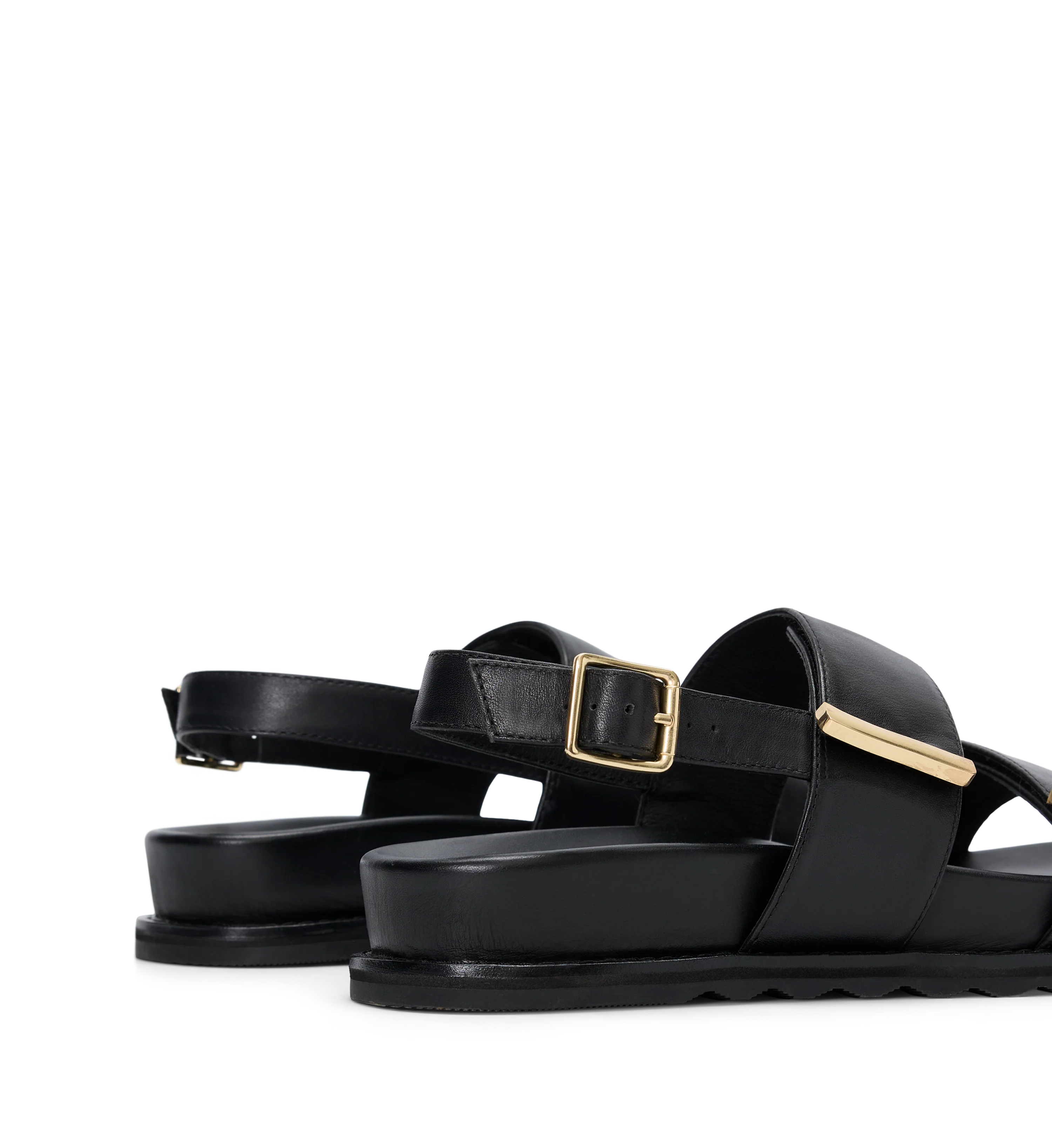 Goura Black Leather & Hardware Chunky Sandals