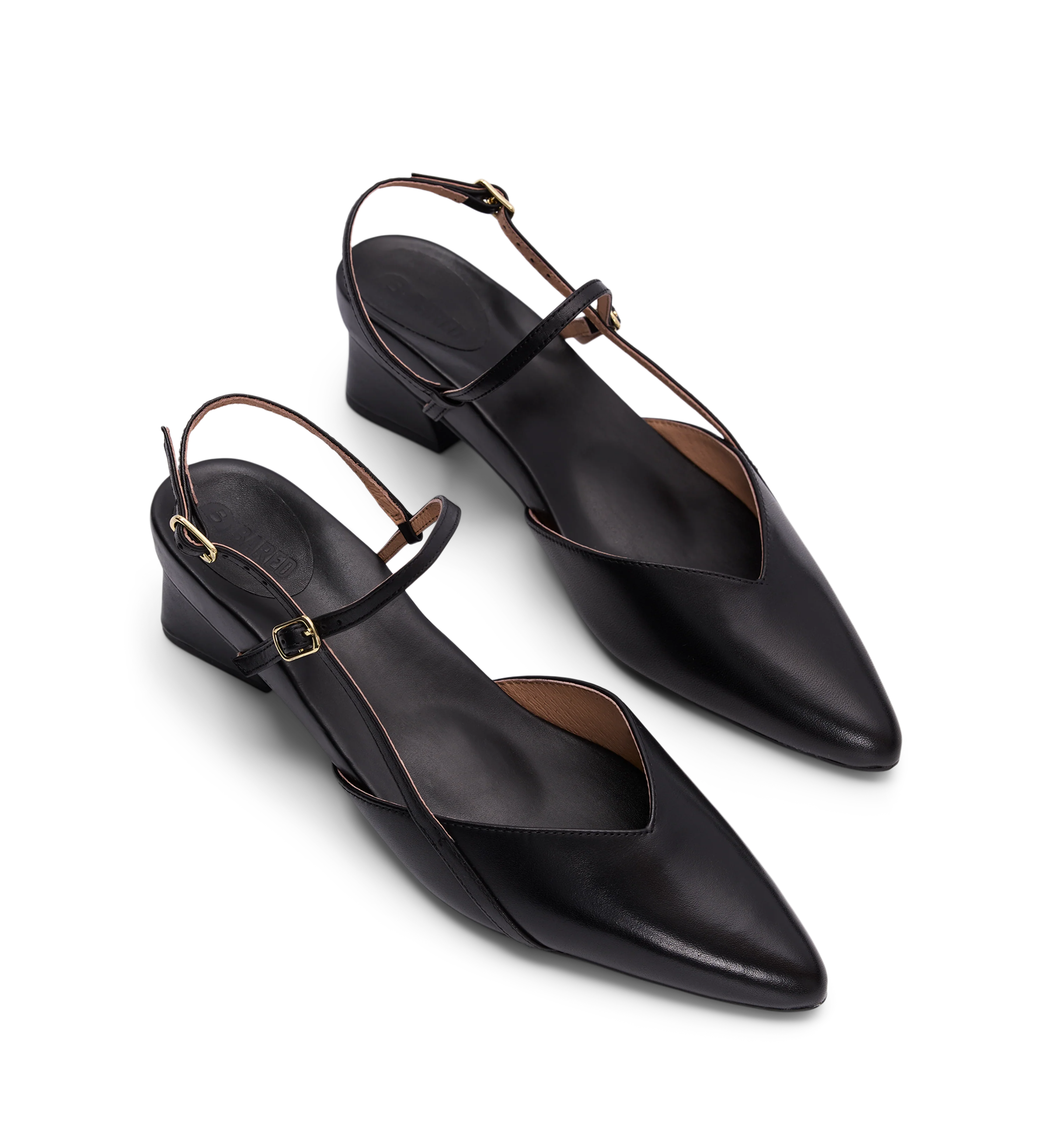 Nene 2 Black Leather Low Heels