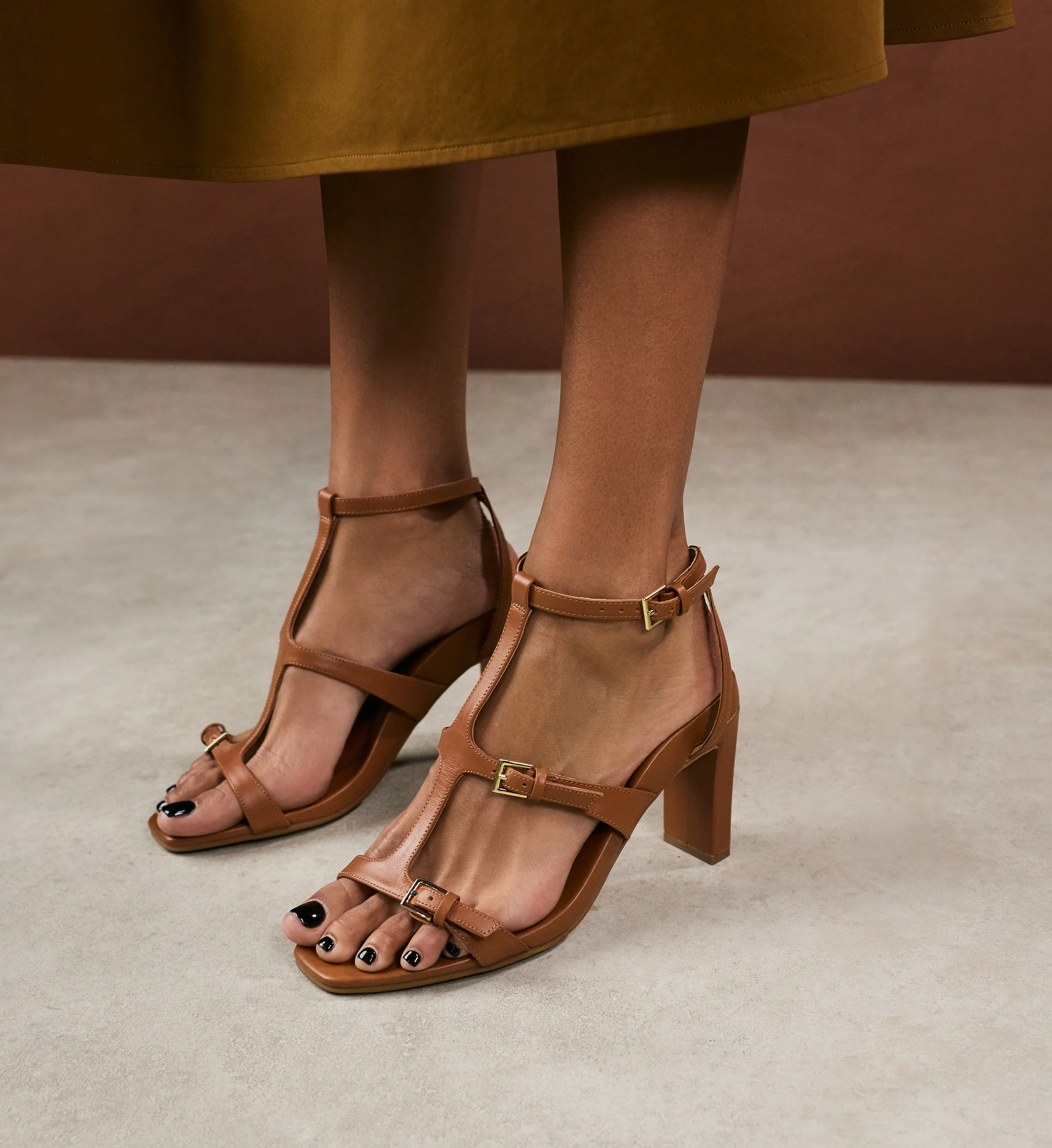 Jayshrike Clay Tan Leather High Heels