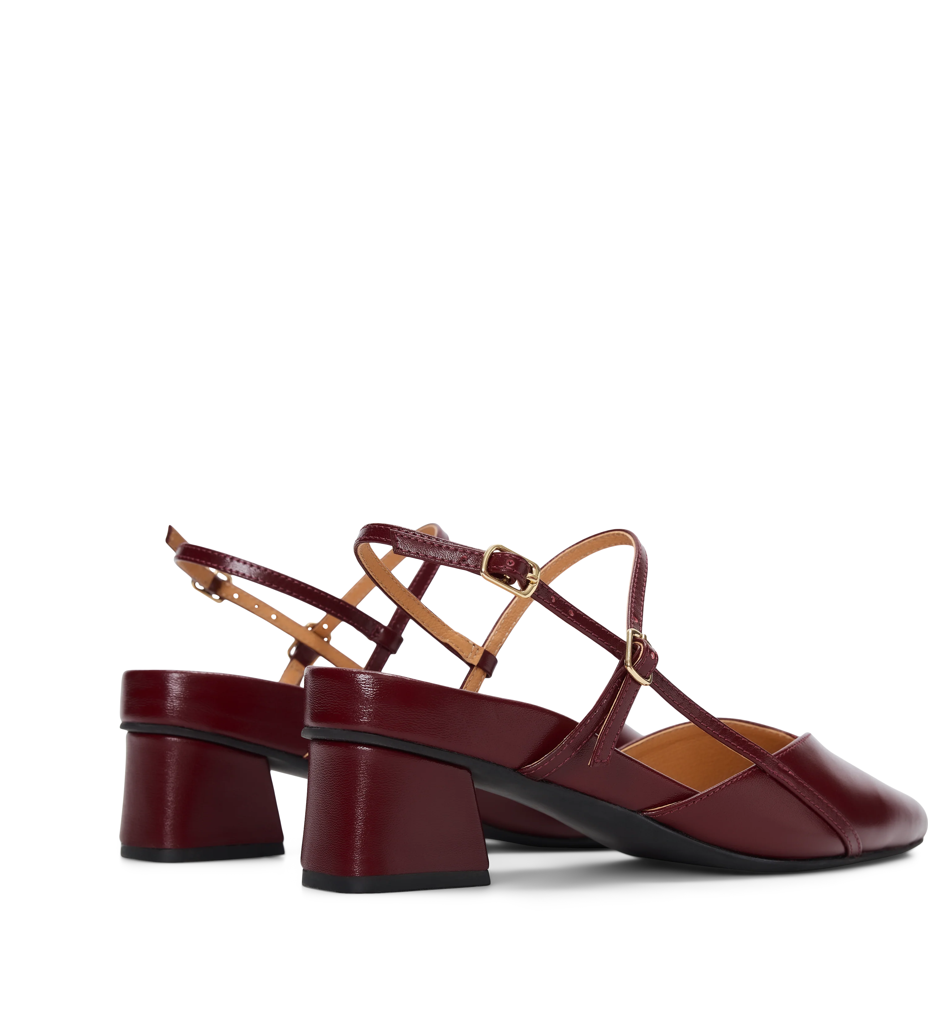 Nene 2 Dark Cherry Red Leather Low Heels