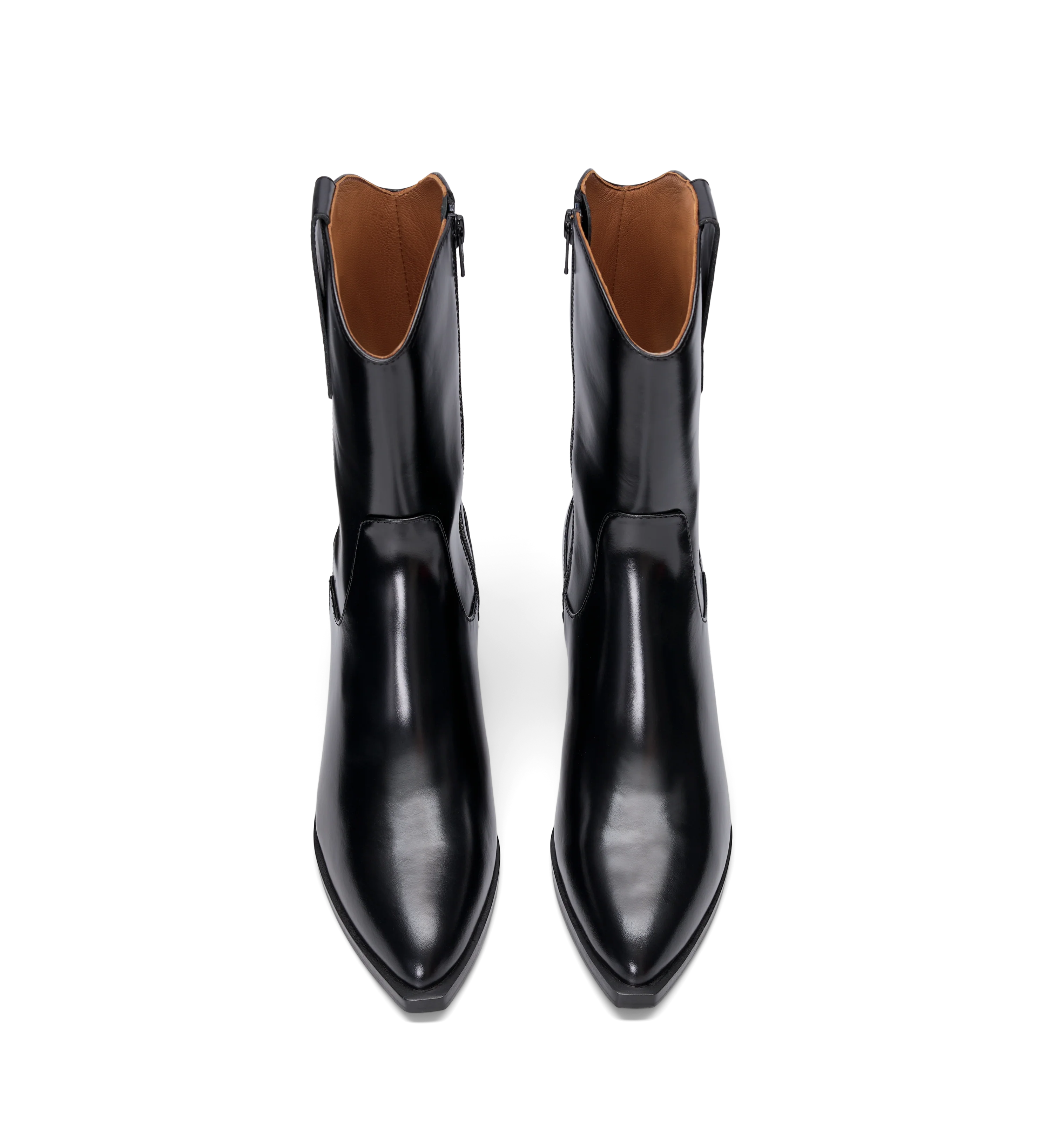 Strix Black Boxed Leather Heeled Boots