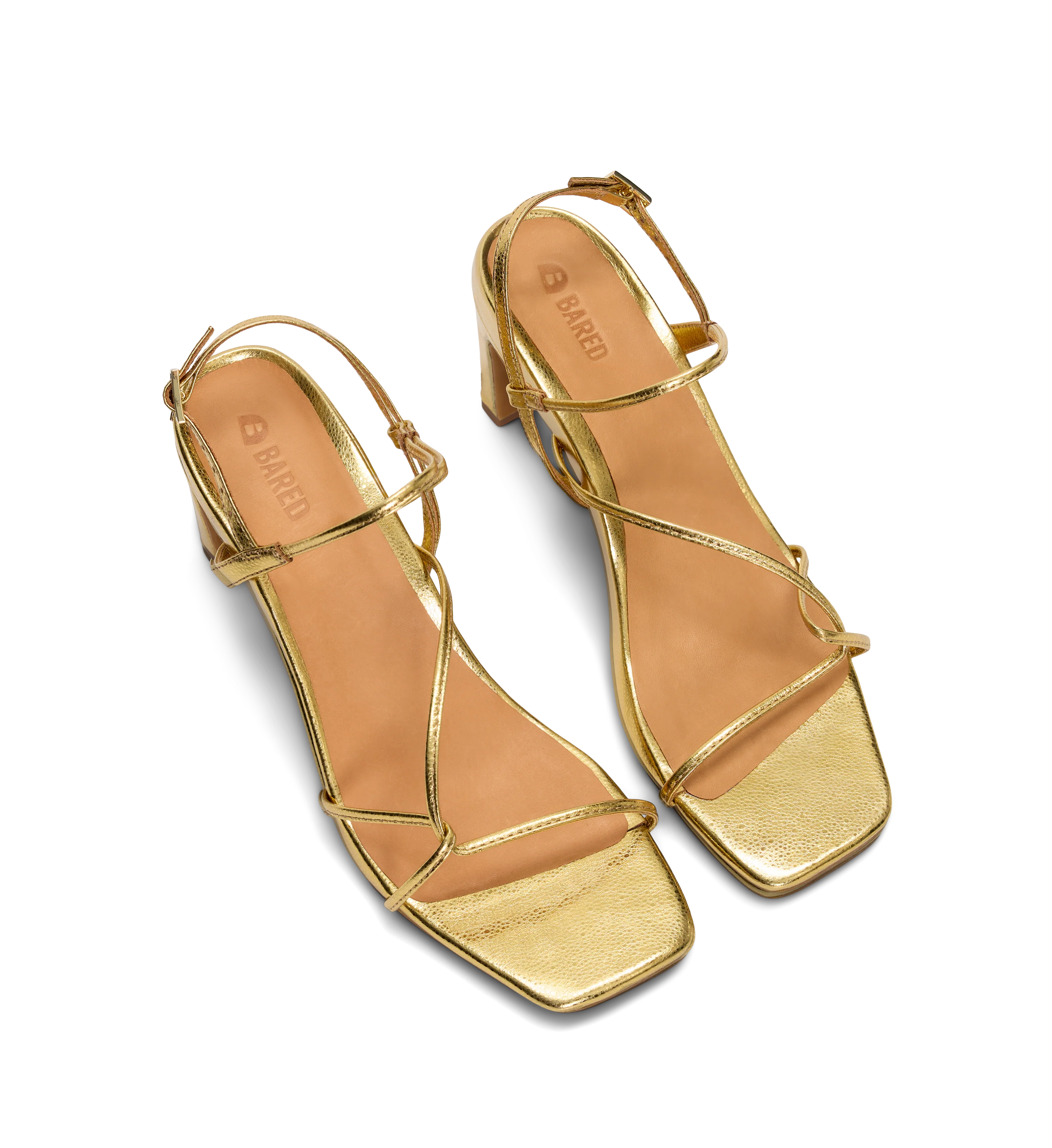 Lullula Bright Gold Emboss Leather High Heels