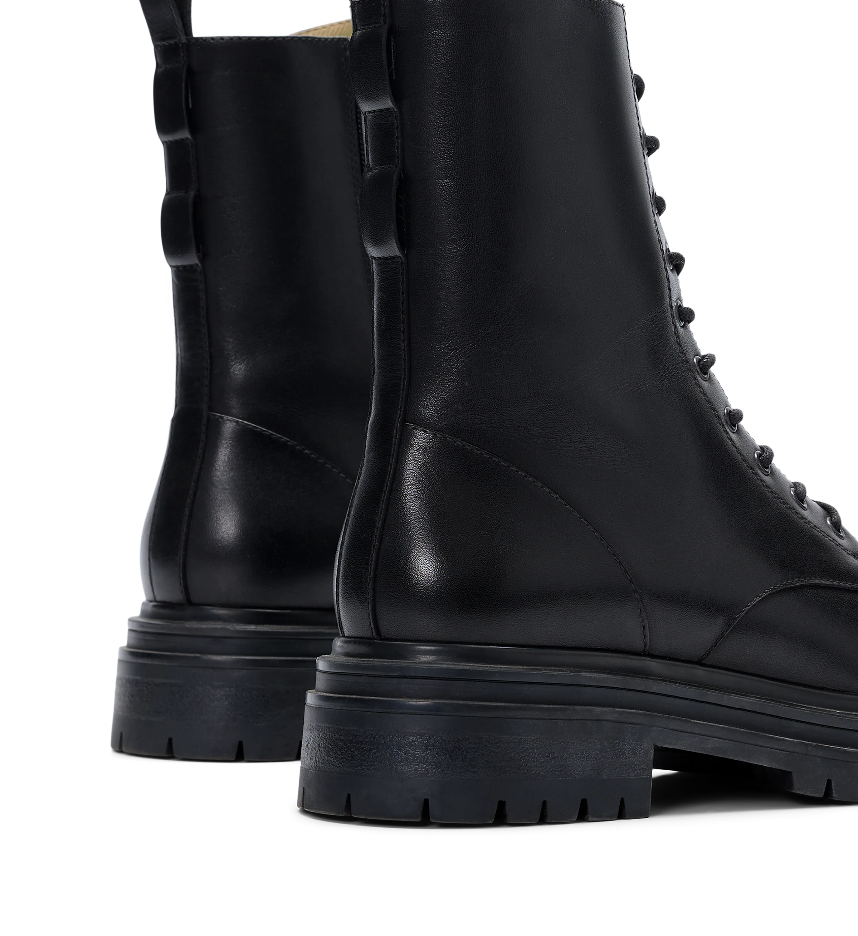 Pipra Black Leather Flat Boots