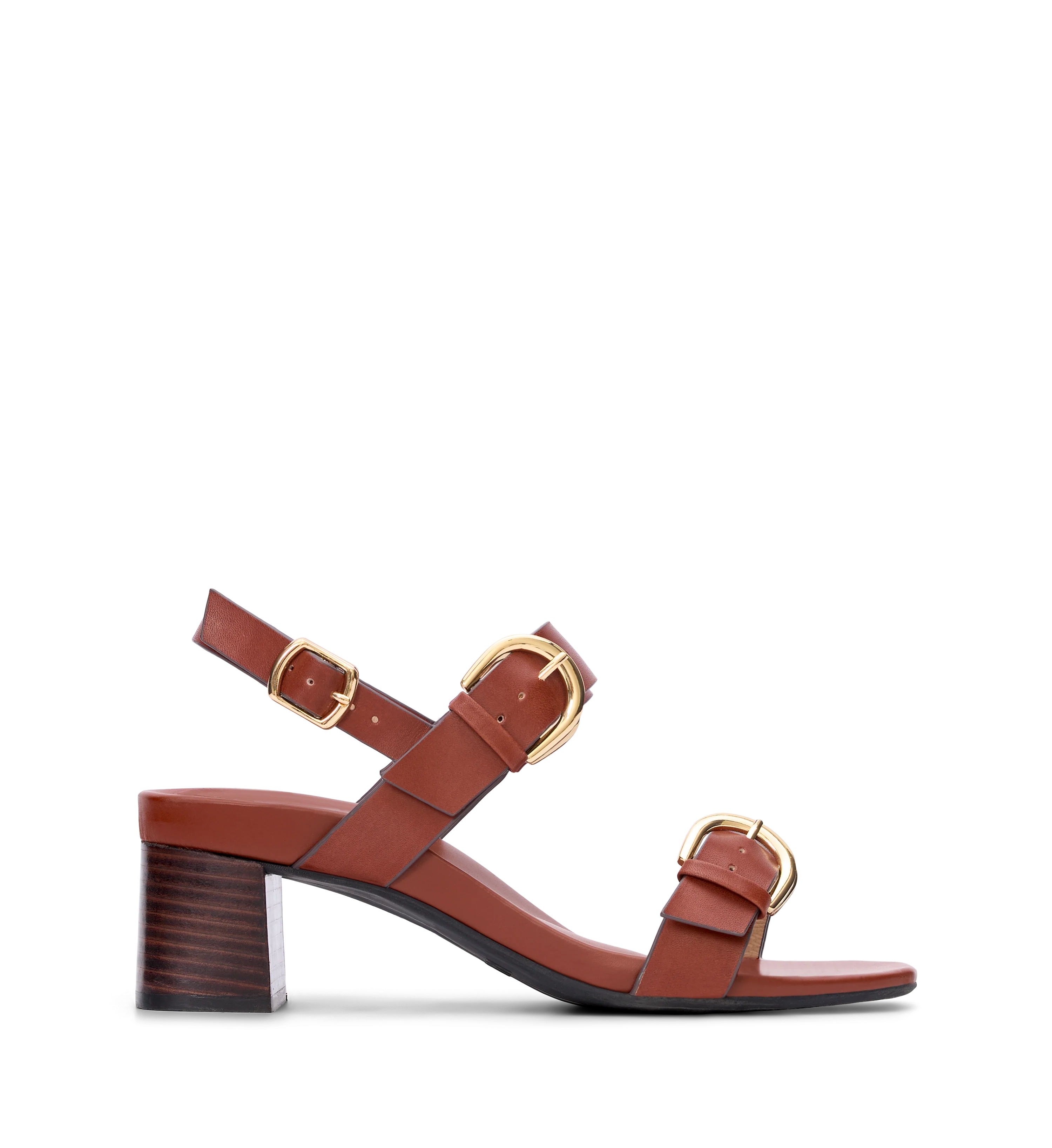 Radjah Chestnut Brown Leather Low Heels