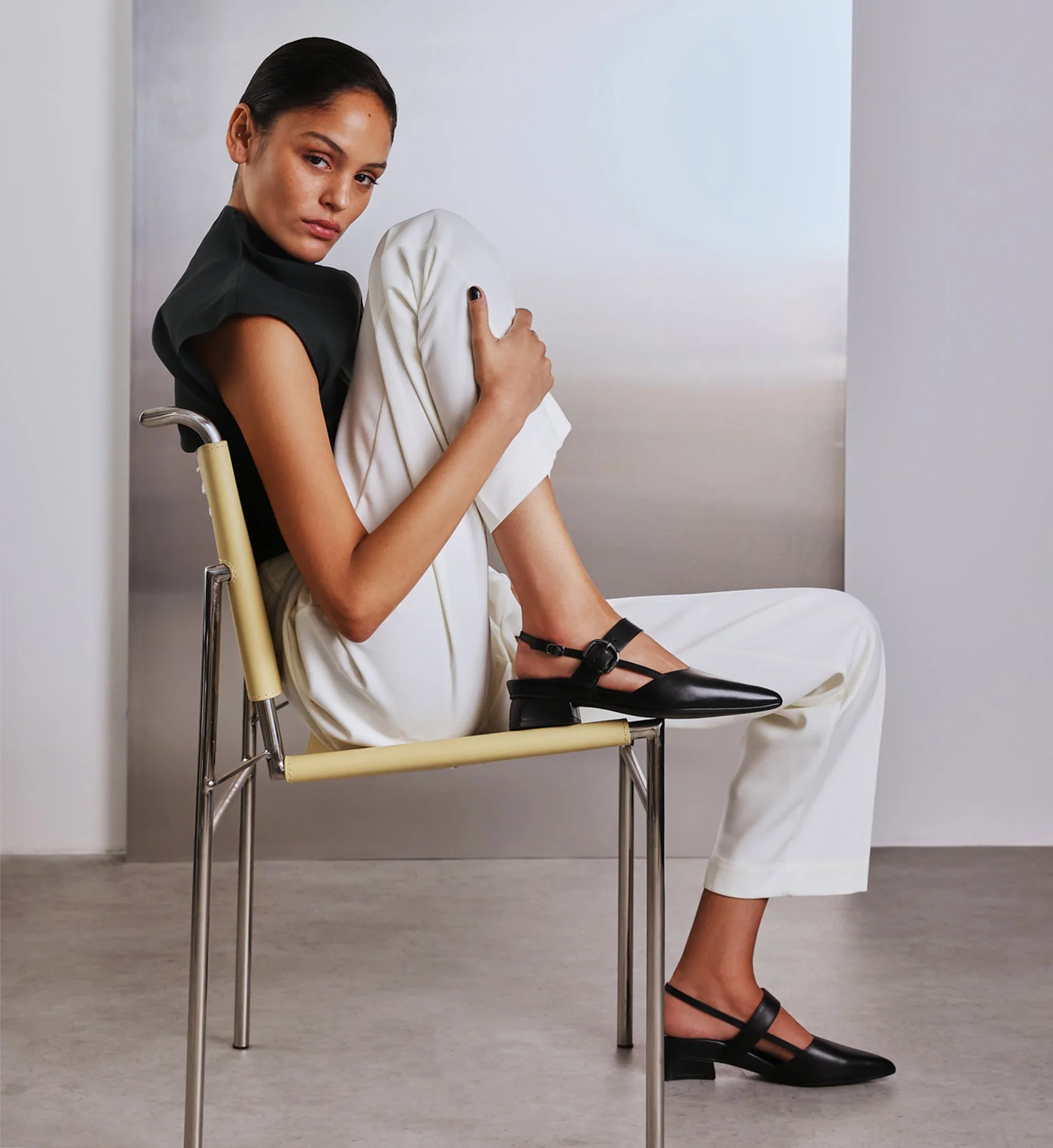 Eider Black Leather Flats