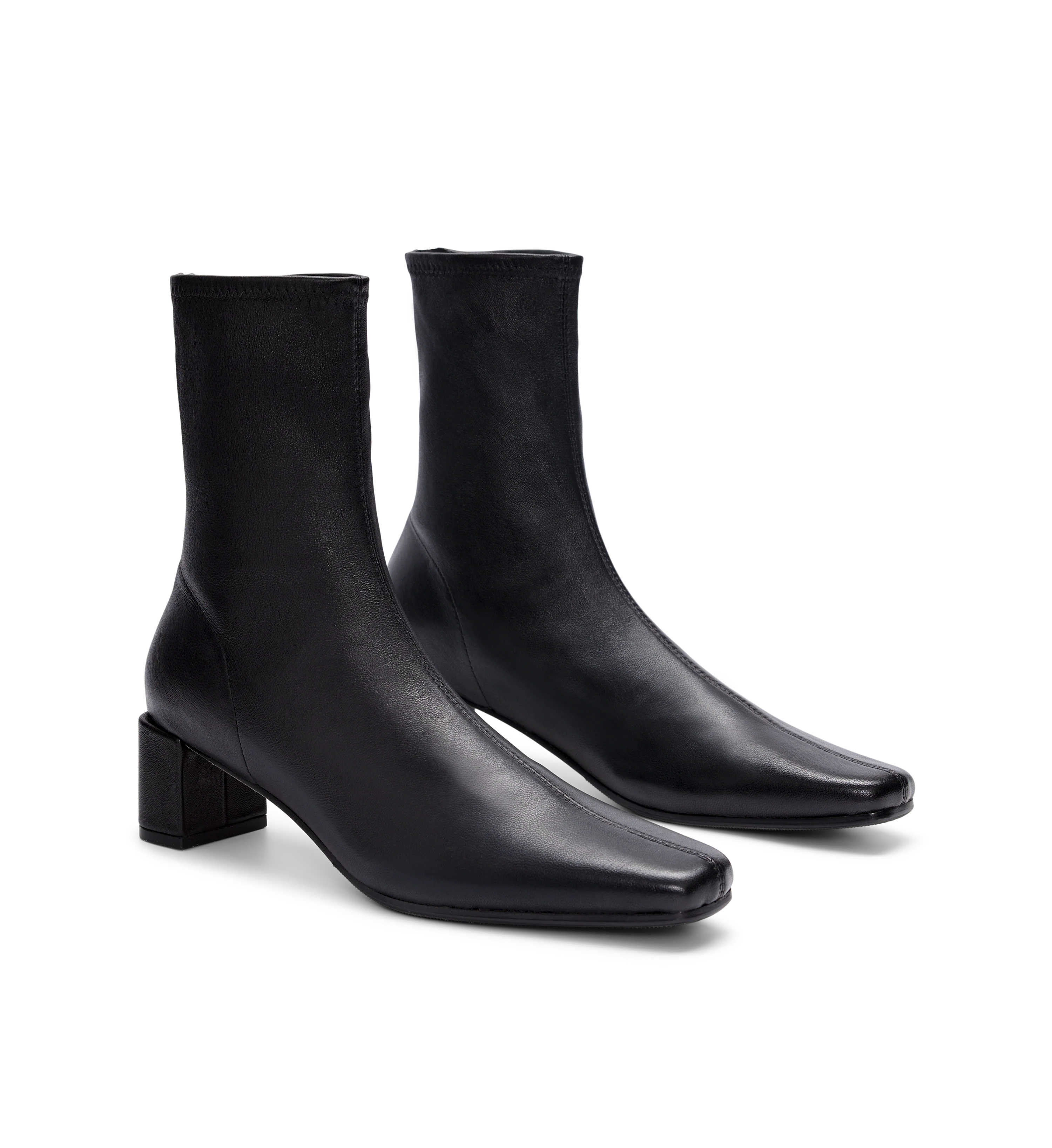 Hylia Black Stretch Leather Heeled Boots