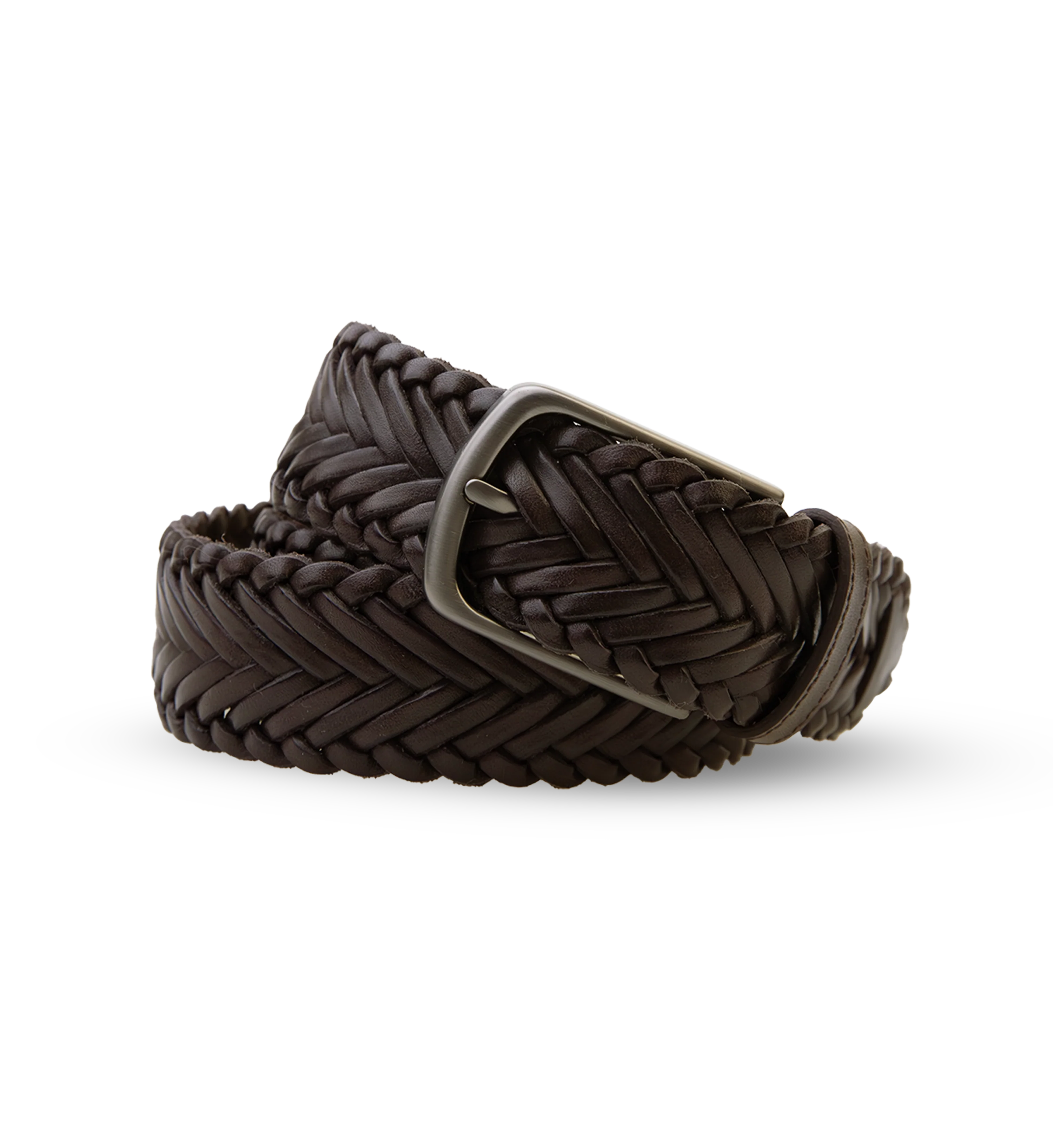 Woven Belt Chocolate Leather