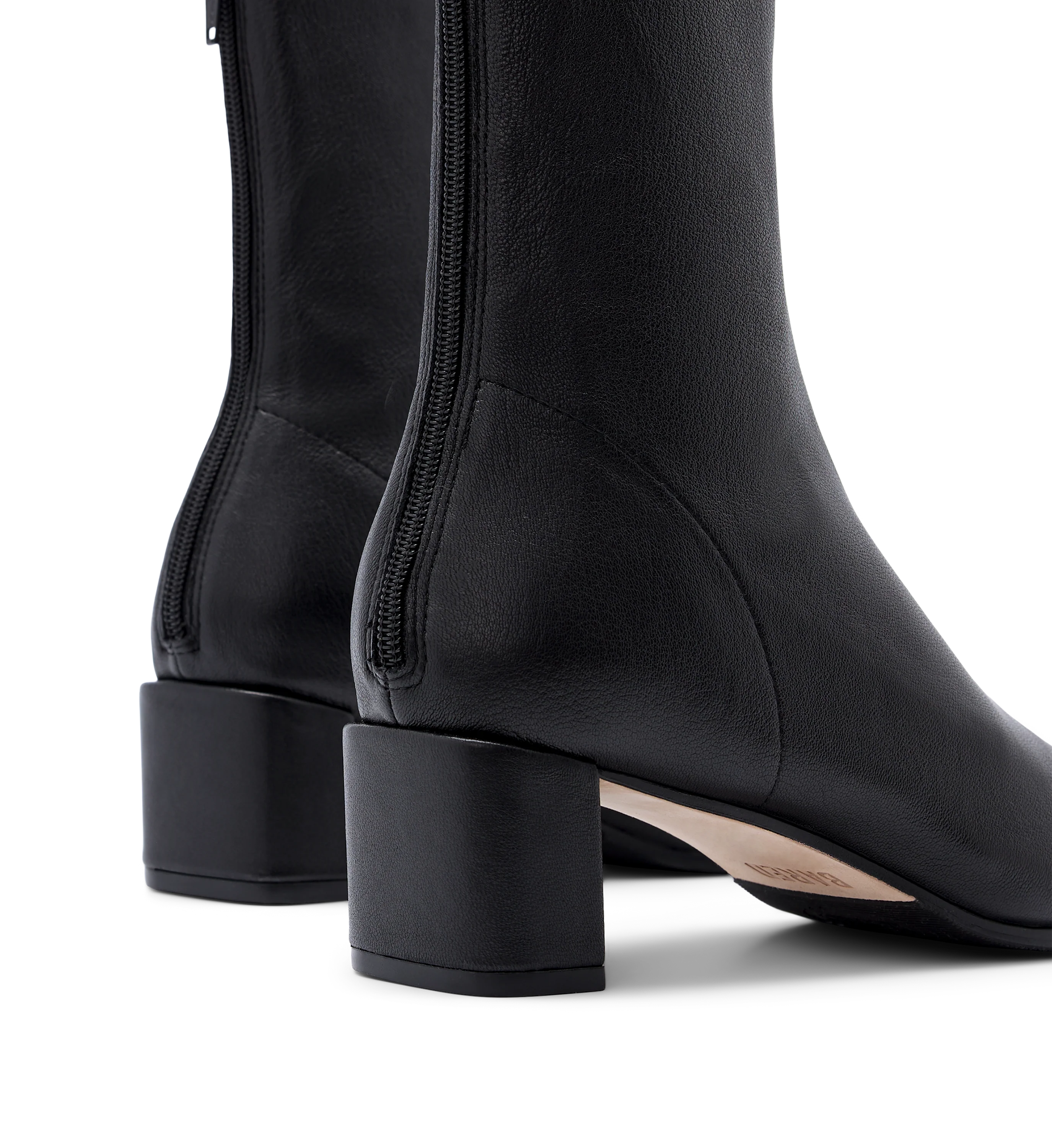 Hylia Black Stretch Leather Heeled Boots
